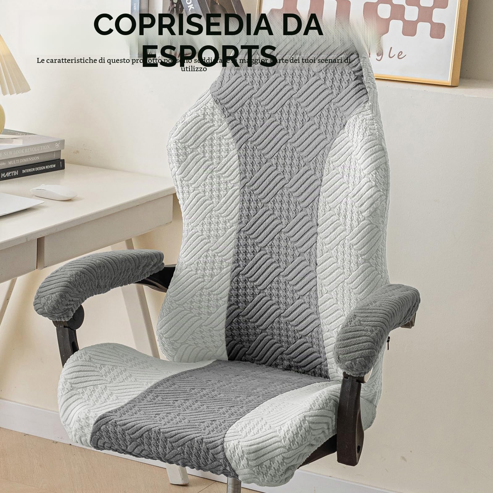Rivestimento per sedia da gioco, rivestimento per sedia da ufficio, rimovibile, lavabile, universale, elasticizzato, elasticizzato, per computer, sedie da ufficio, sedia girevole