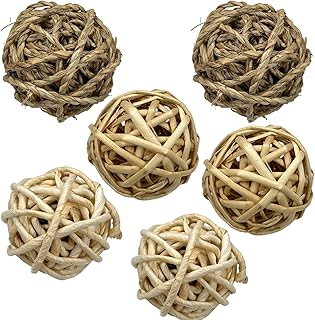 Tfwadmx 6 Pcs Small Animal Chew Ball Toy Rabbit Rolling Activity Play Balls Pet Cage Entertainment Accessories for Hamster...