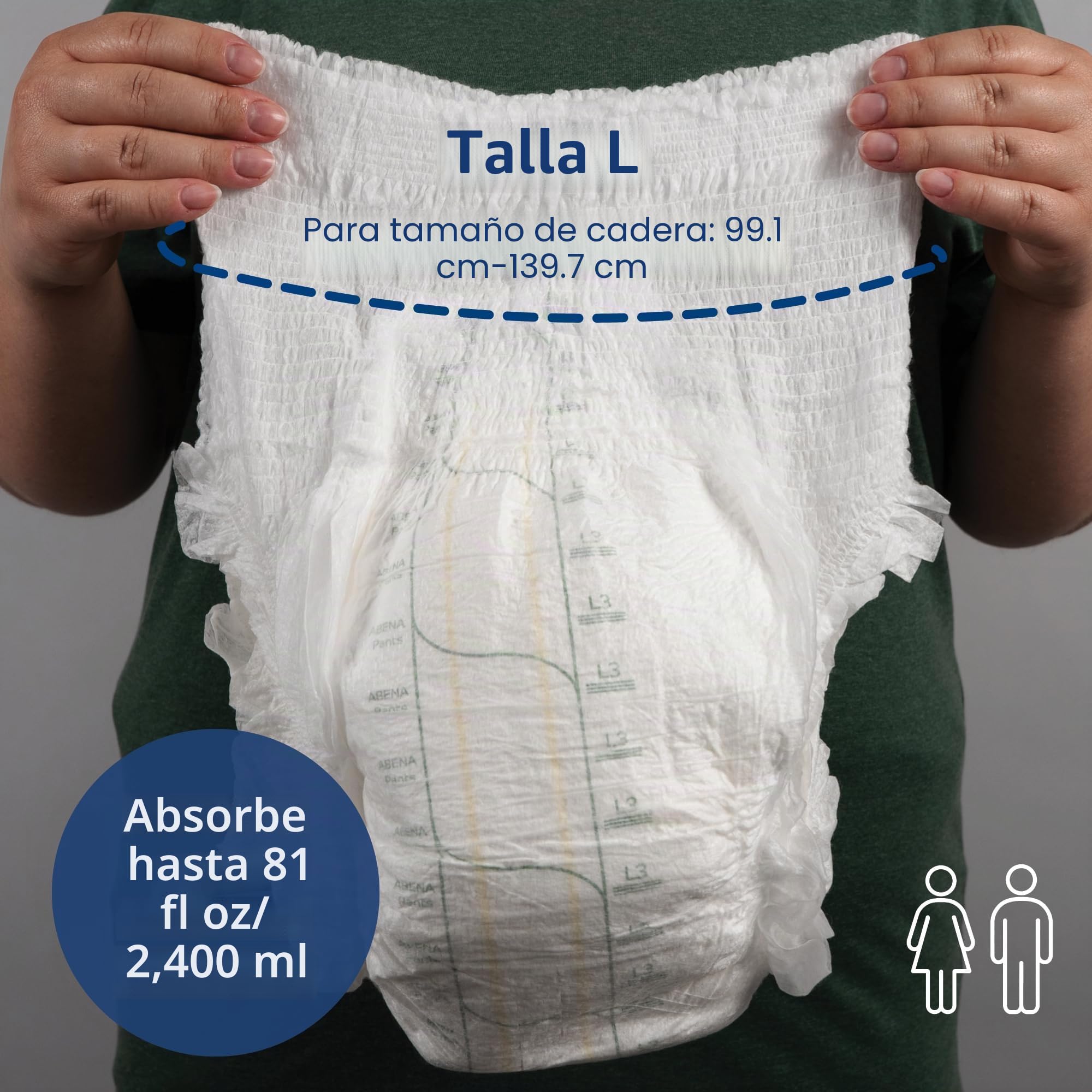 ABENA L3 - Pantalones de incontinencia para adultos, 6 paquetes de 15, 2400 ml | Pack 6 x 15 Un
