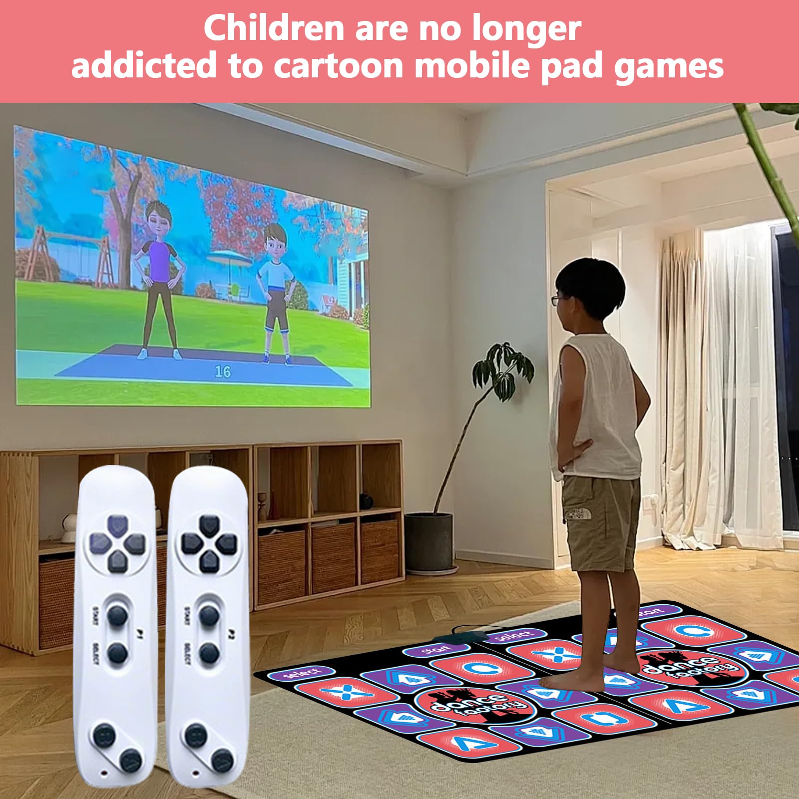 Tapis de danse HDMI avec caméra, pour TV, Tapis de Danse pour Enfants et Adultes, pour deux utilisateurs avec manette sans fil, 16 Go, Tapis de Jeu antidérapant, pour le fitness et la danse (A)