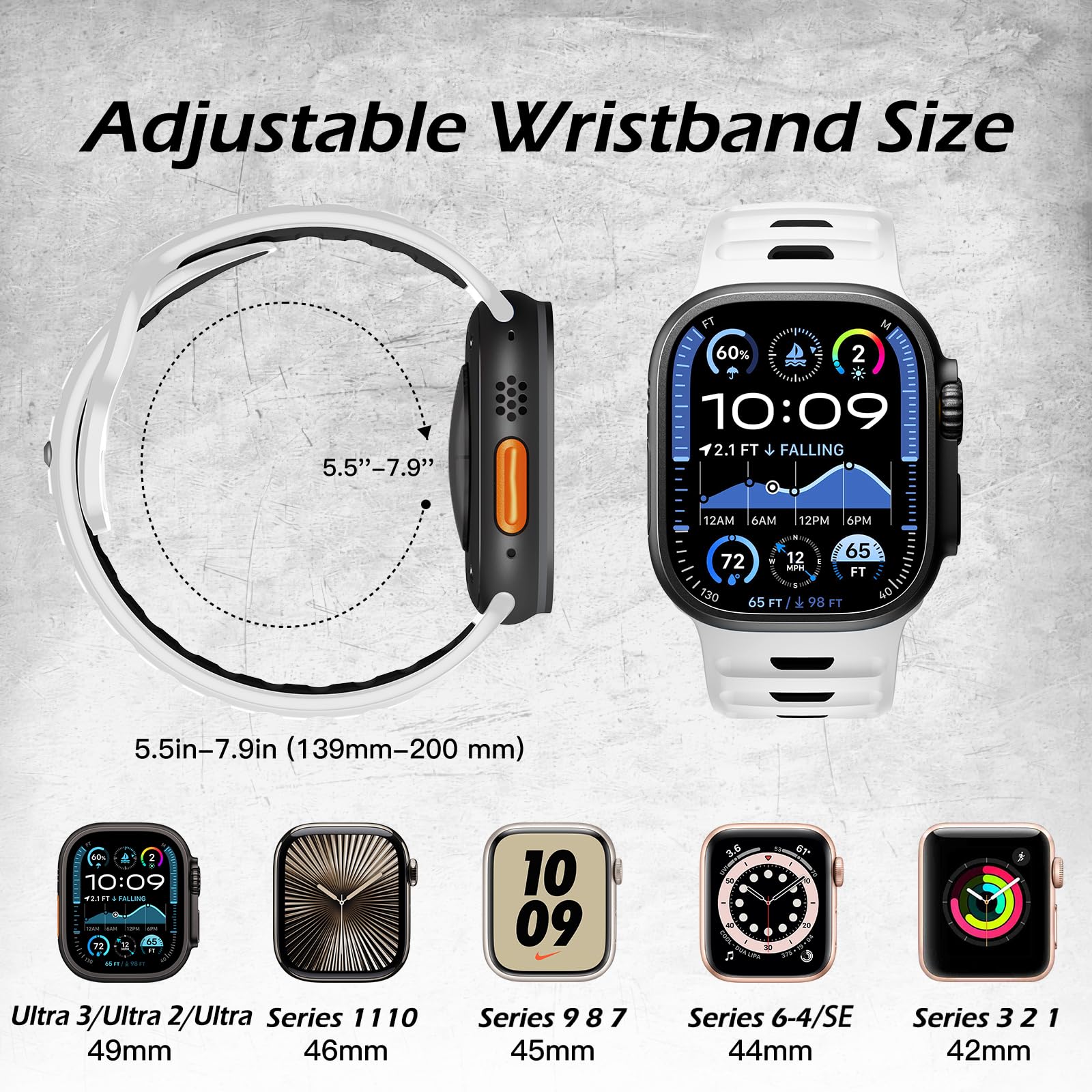 Higgs Sport Armbänder Kompatibel mit Apple Watch Ultra 3 2 Armband 49mm 46mm 45mm 44mm 42mm,Silikon Band für iWatch Series 11 10 9 8 7 SE 6 5 4 3 2 1 für Herren