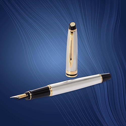 Miniatura 5 de Pluma estilográfica profesional de acero inoxidable con detalles dorados WATERMAN, dorado (Stainless Steel and Gold)