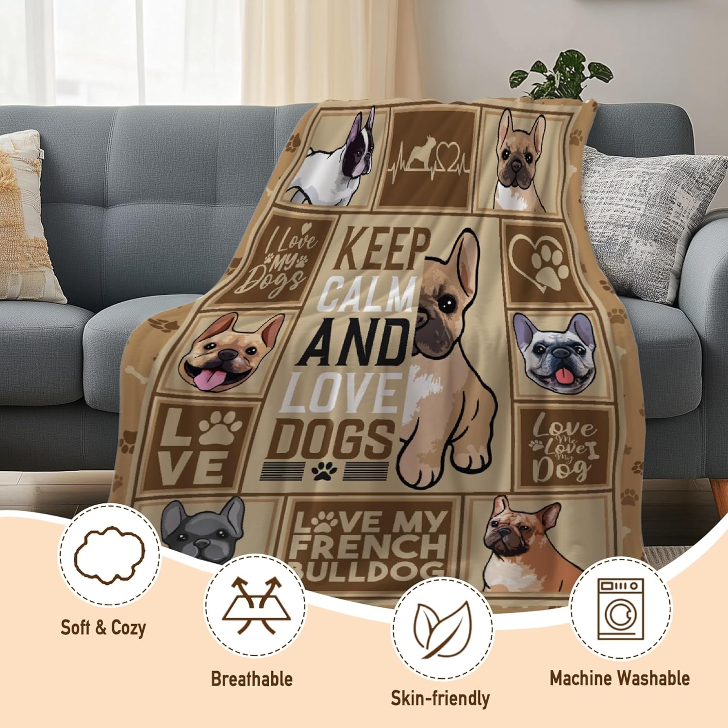 French Bulldog Blanket,French Bulldog Blankets Gift Soft Cozy Plush Bedding Blanket,Fuzzy Flannel Fleece Blanket for Couch Sofa Camping,40''x 50'' for Kid - Image 3