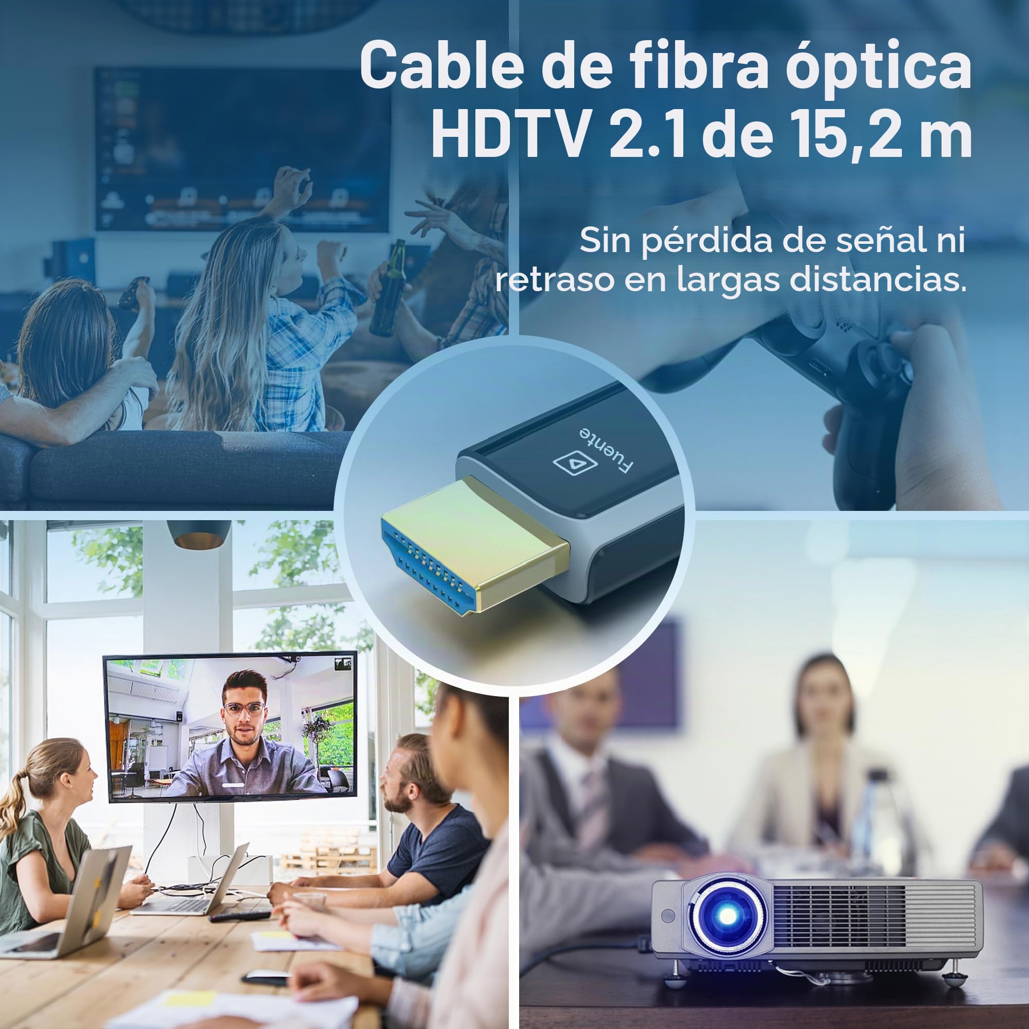 MMOBIEL HDMI 8K Cable de Fibra Óptica 15m - 48Gbps Ultra Alta Velocidad - 8K@60Hz, 4K@120Hz, HDR Dinámico, ARC/eARC, HDMI 2.1, HDCP 2.2/2.3 - Compatible con PS5/4, Xbox One, TV etc. - Negro