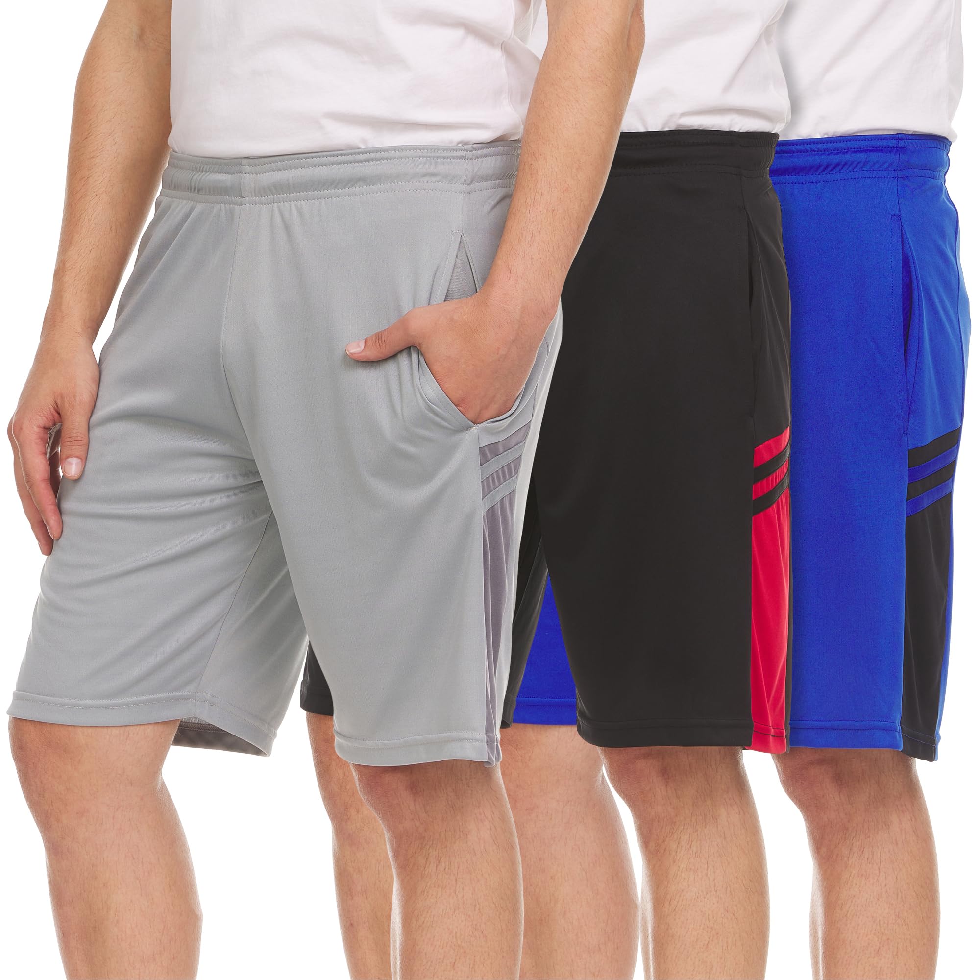 3 Pack Men's Athletic Shorts with Pockets – 9-Inch Gym Workout Shorts for Men Basketball Soccer Sports Training –Up to 3X