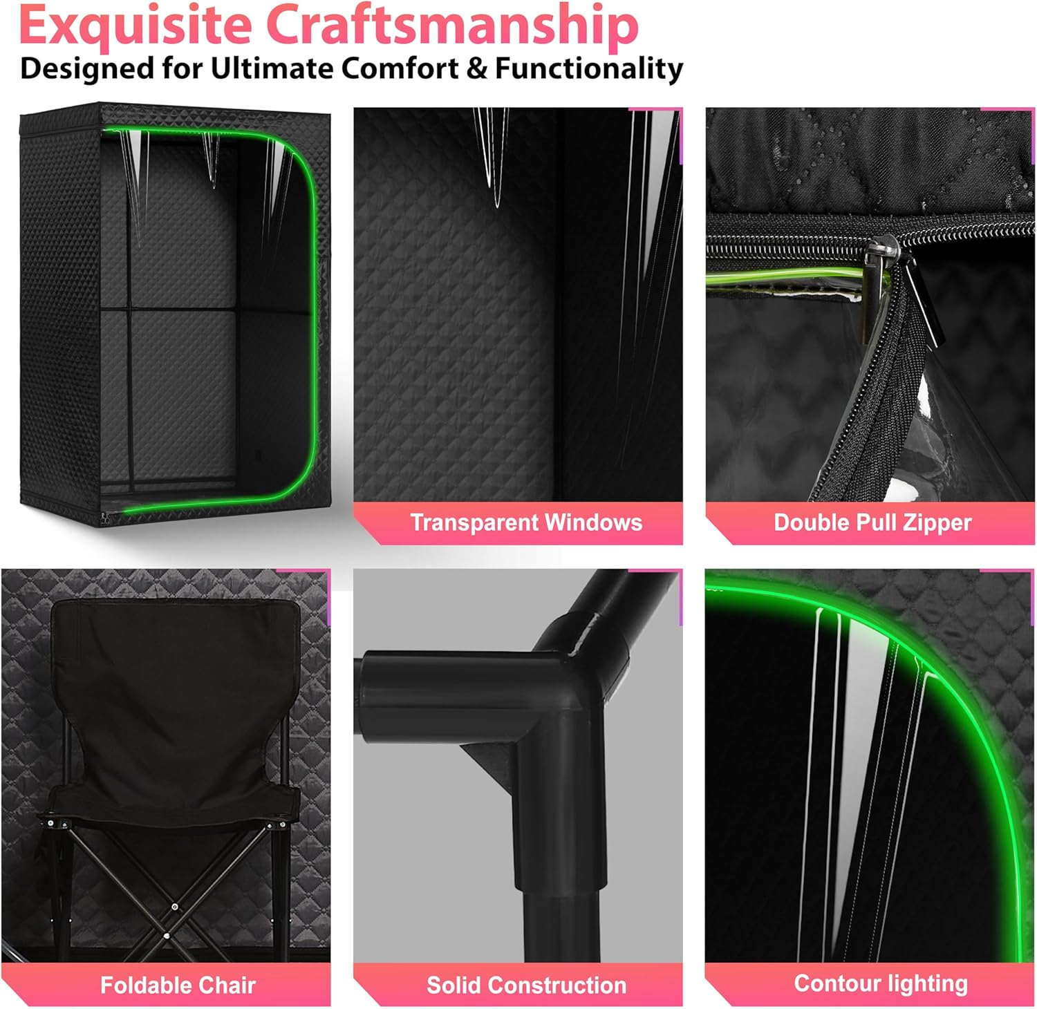 Steam Sauna Tent for Home with Transparent Door, Portable Indoor Sauna with Powerful Steam Heating, Foldable Personal Spa for Relaxation (Double Rectangular, Black)