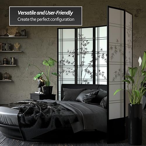 Miniatura 21 de Oriental Furniture - Pantalla Shoji para árbol de bambú de 7 pies de alto, color miel, 6 paneles Miel,Natural,Negro