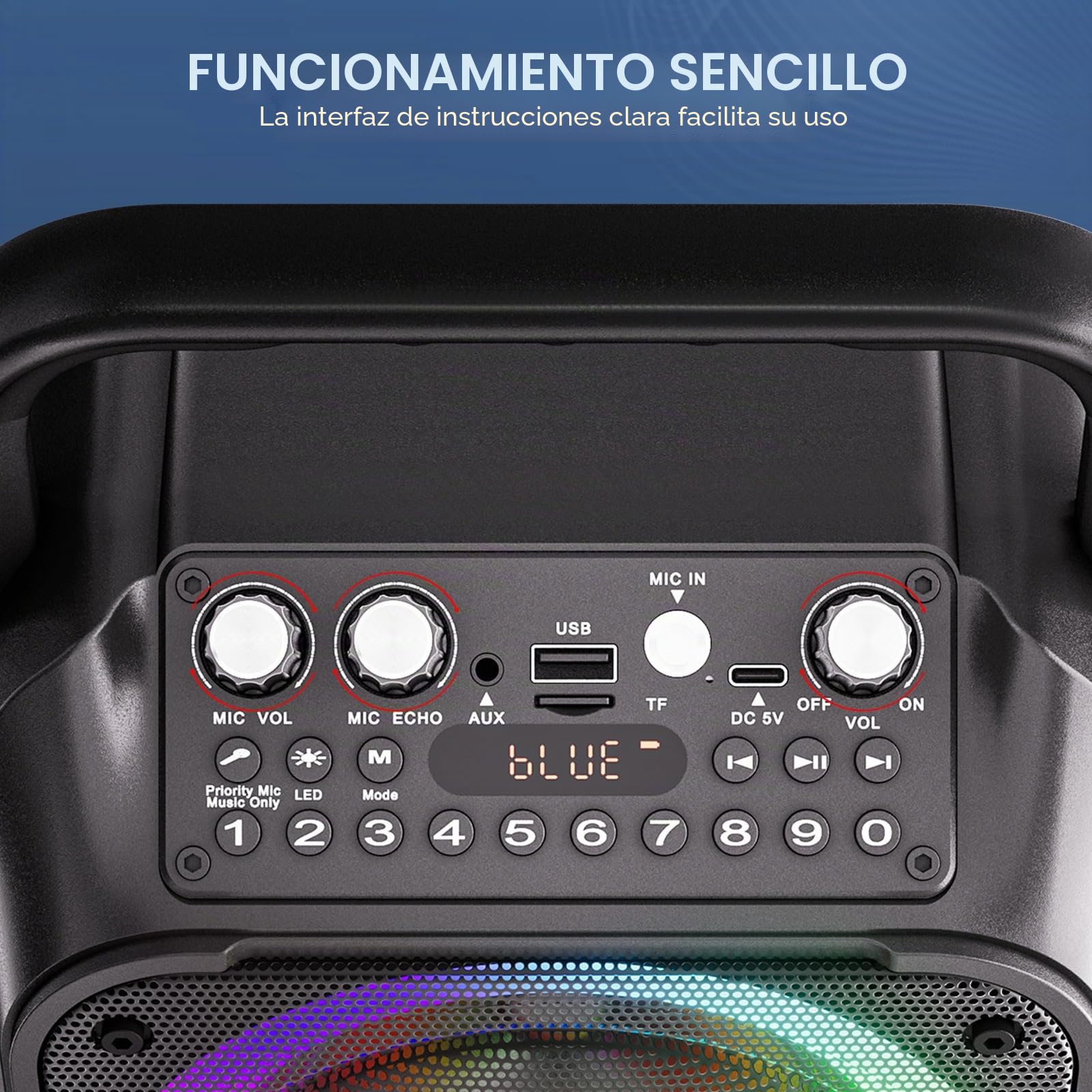 Karaoke 2 Microfonos Inalambricos Ankuka [Versión Actualizada] Altavoz con Microfono de 12W con Subwoofer de 6,5", Autonomía de 8H, Soporta TV/Smartphone/TWS/AUX/USB, Regalo para Niños y Adultos