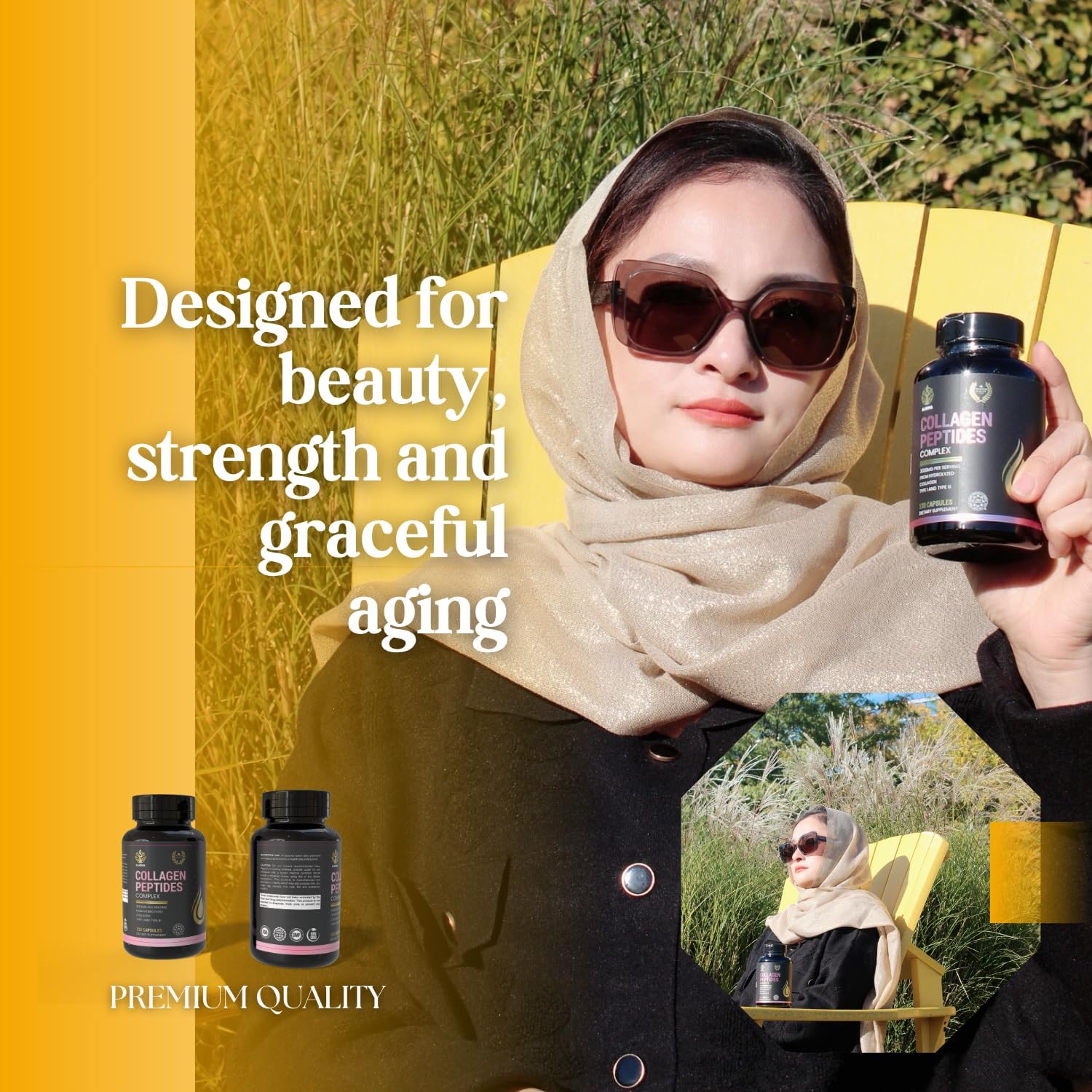 Halal Collagen Peptides Complex 750 mg – Type I & III Hydrolyzed Collagen for Skin, Hair & Nails Support | 120 Capsules – Halal Certified, Non-GMO, Made in USA - Image 6