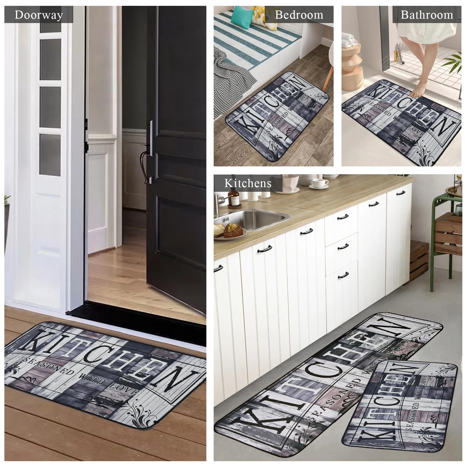 Tapis De Cuisine Antidérapants 7VSTOHS - Lot De 2, Absorbants Et Lavables, 43x75 Et 43x120cm