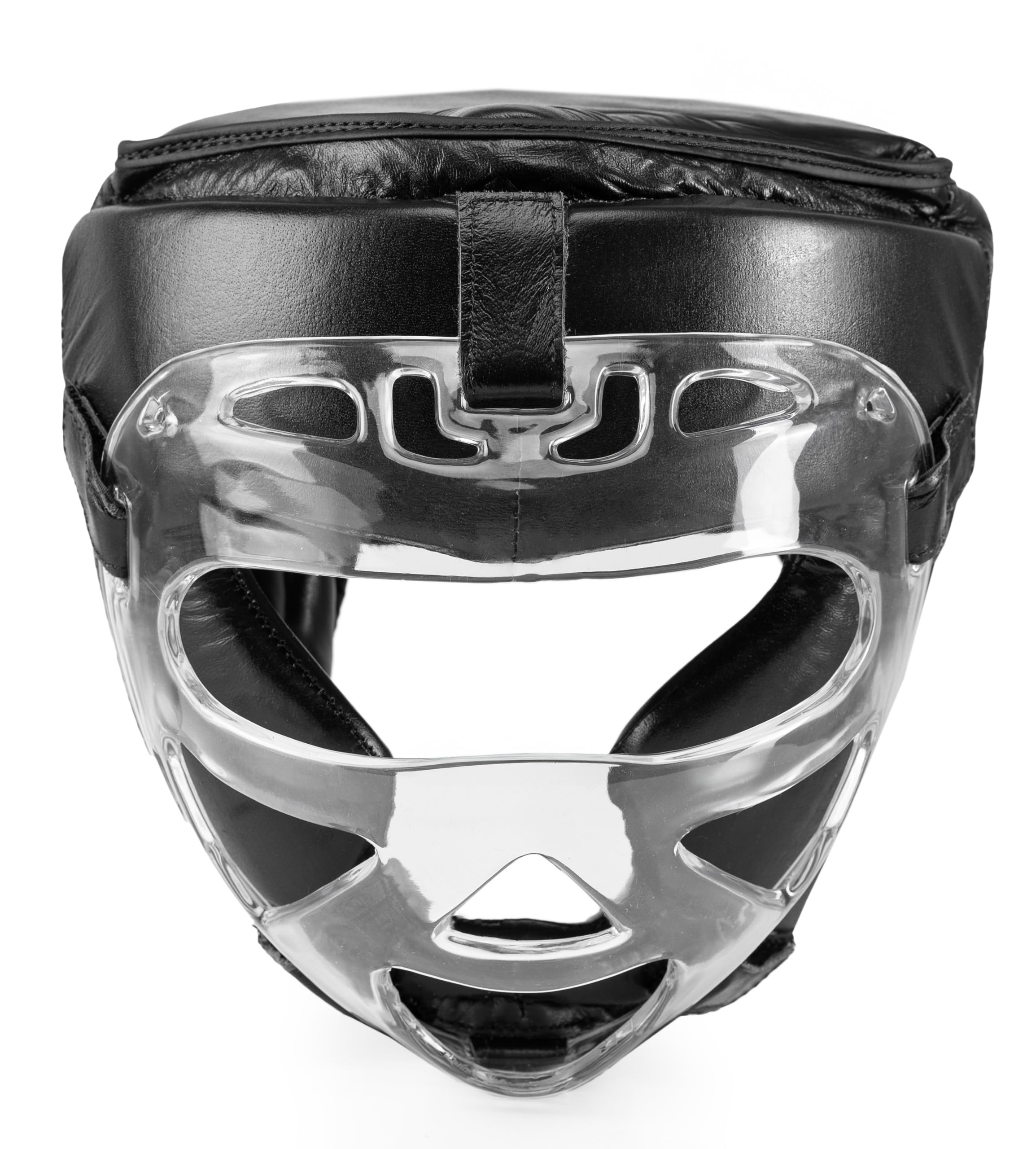 Evolution kask bokserski ze skóry naturalnej z przezroczystą kratką, ochrona głowy, boks do kickboxingu, sportów walki, treningu MMA, treningu bokserskiego, sparingów