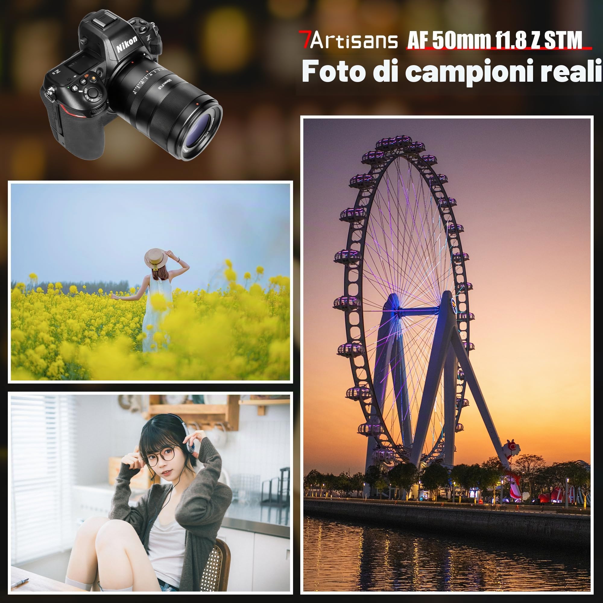 7artisans AutoFocus 50mm F1.8 Full Frame Lens, F1.8 grande apertura, supporto apertura automatica/manuale e riconoscimento viso/occhio, compatibile con Nikon Z5 Z6 Z7 Z6II Z7II Z9, ecc.Nero