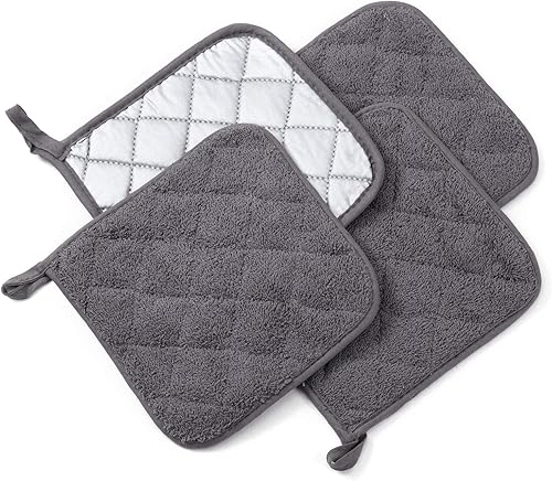 Miniatura 4 de Juego de 6 agarraderas resistentes al calor, de algodón puro, para cocina, uso diario, 7 x 7 pulgadas para cocinar y hornear