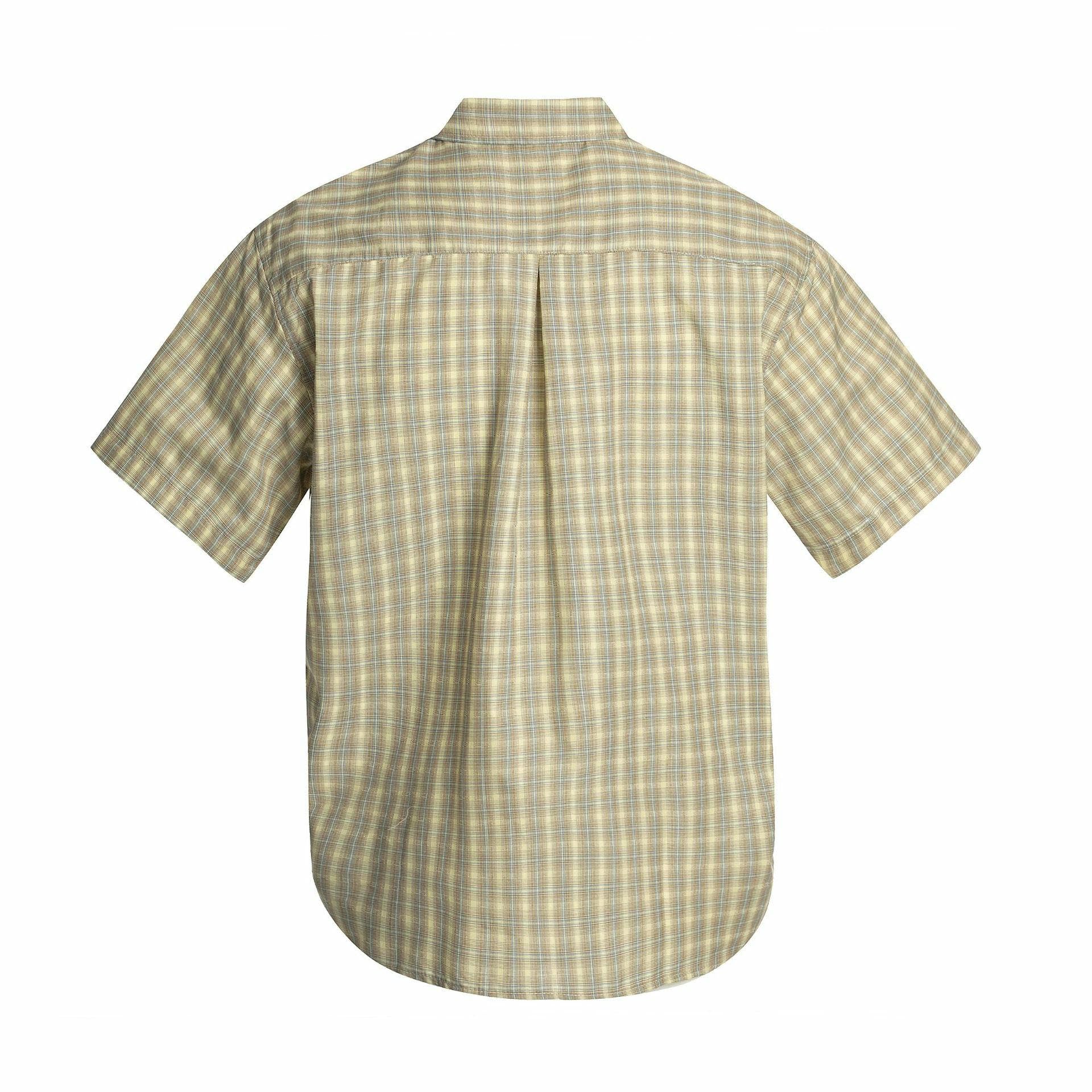 Camisa de manga corta para hombre, estilo americano, holgada, versátil, cuello alto, tejida, a cuadros, para hombre