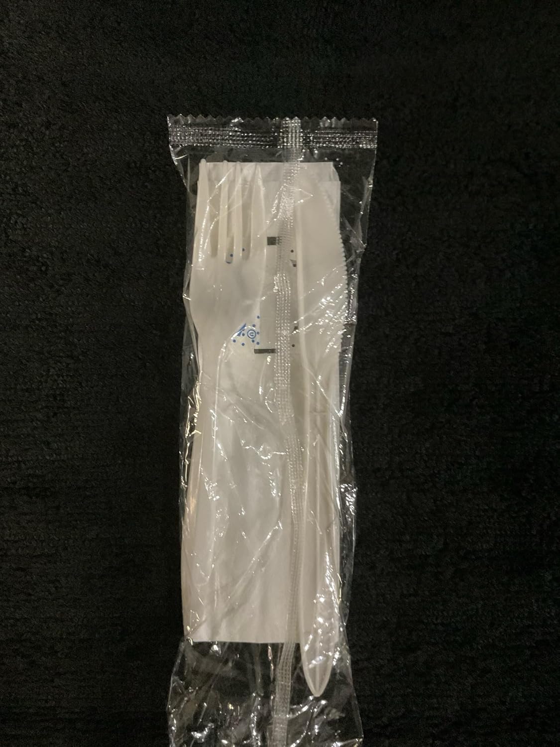 Crystalware White Medium Weight Plastic Cutlery Kit with a Fork, Knife, Paper napkin, Salt and Pepper 250 - Kits (5 Piece Kit)