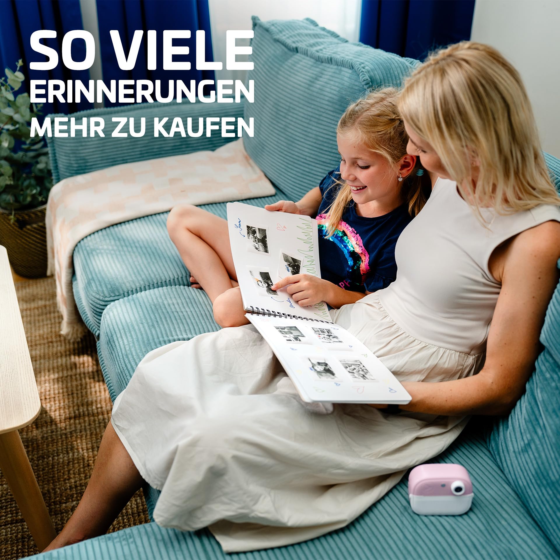 LAMAX InstaKid2 Play Blue Kinderkamera Digitalkamera mit Thermodruck ohne Tinte USB-C 2 Rolle Thermopapier