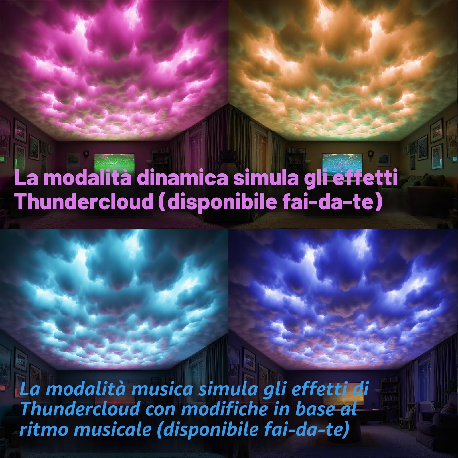 Lampada a LED a forma di nuvola, per fai da te, RGB+IC, sincronizzazione musicale, 3D, in cotone, con app e telecomando, per decorazione (5 m)