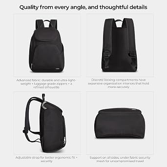 Travelon バックパック。 トラベロン 盗難防止 クラシック ブラック、ミッドナイト、ストーン One Size