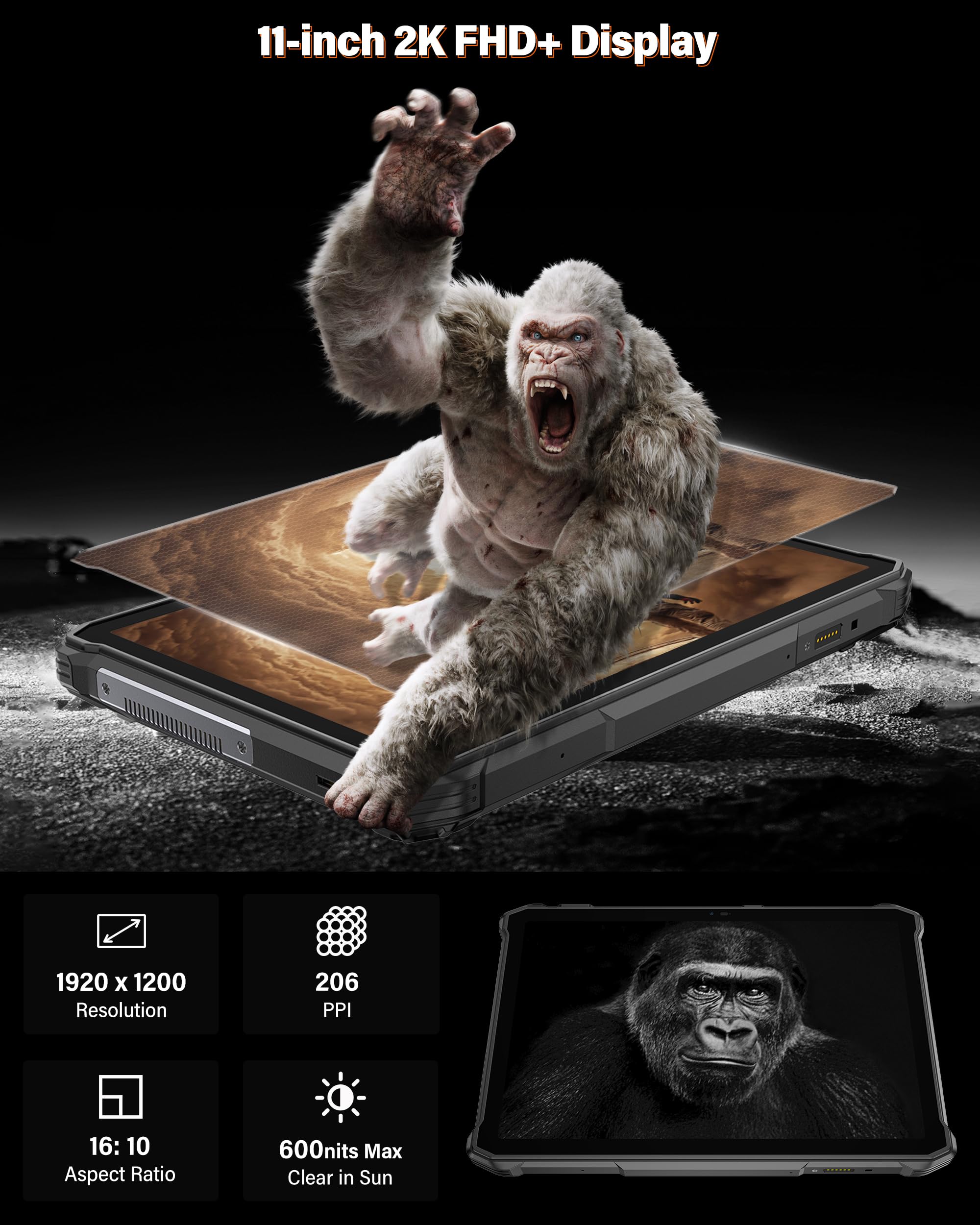 Ulefone Armor Pad 5 Ultra 5G KI-Outdoor Tablet mit Projektoren, 11" FHD+ 512GB/2TB, Rugged Smartphone Android 15, Nachtsicht, 24200mAh/120W, IP68 Wasserdicht Tablet,4G,5G,GPS,NFC,WiFi 6E,Fingerabdruck