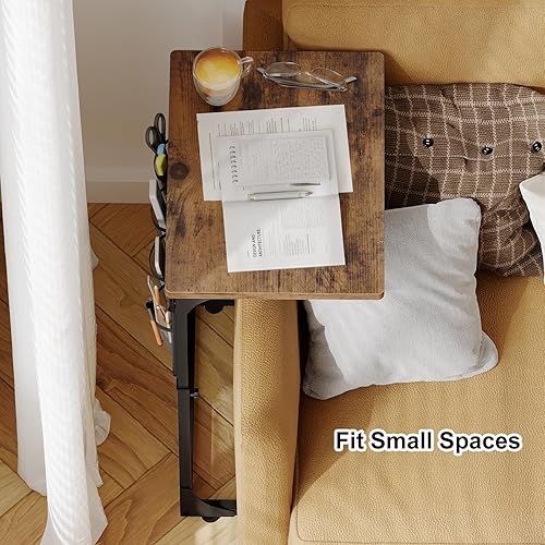 Miniatura 6 de Fixwal Mesa auxiliar en forma de C, mesa auxiliar de altura ajustable para sofá, mesa de sofá pequeña, bandeja de TV con bolsa de almacenamiento