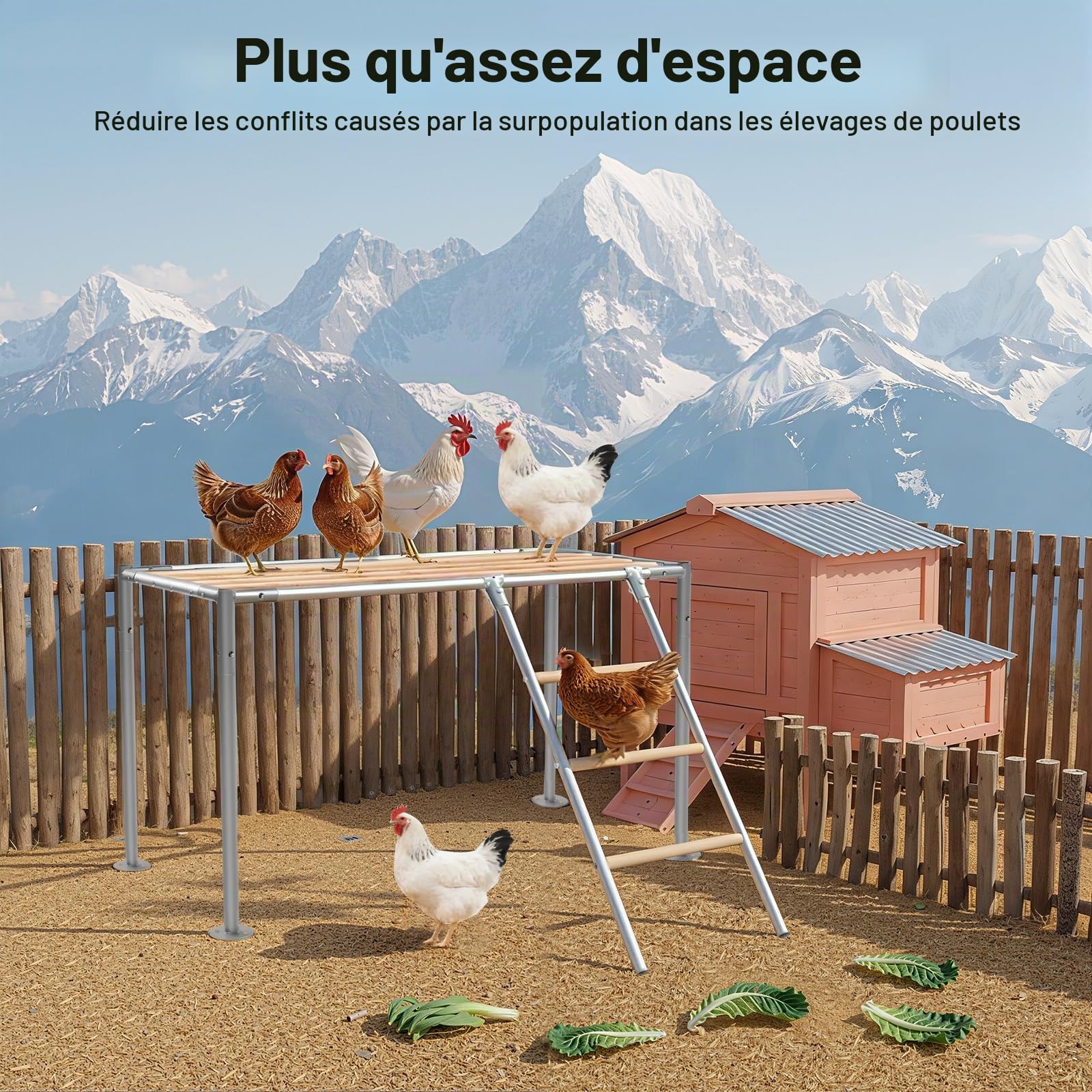 Perchoirs pour poules, plate-forme pour 10 poules adultes, accessoires de poules, balançoire pour poulaillers, fermes d'élevage, cour