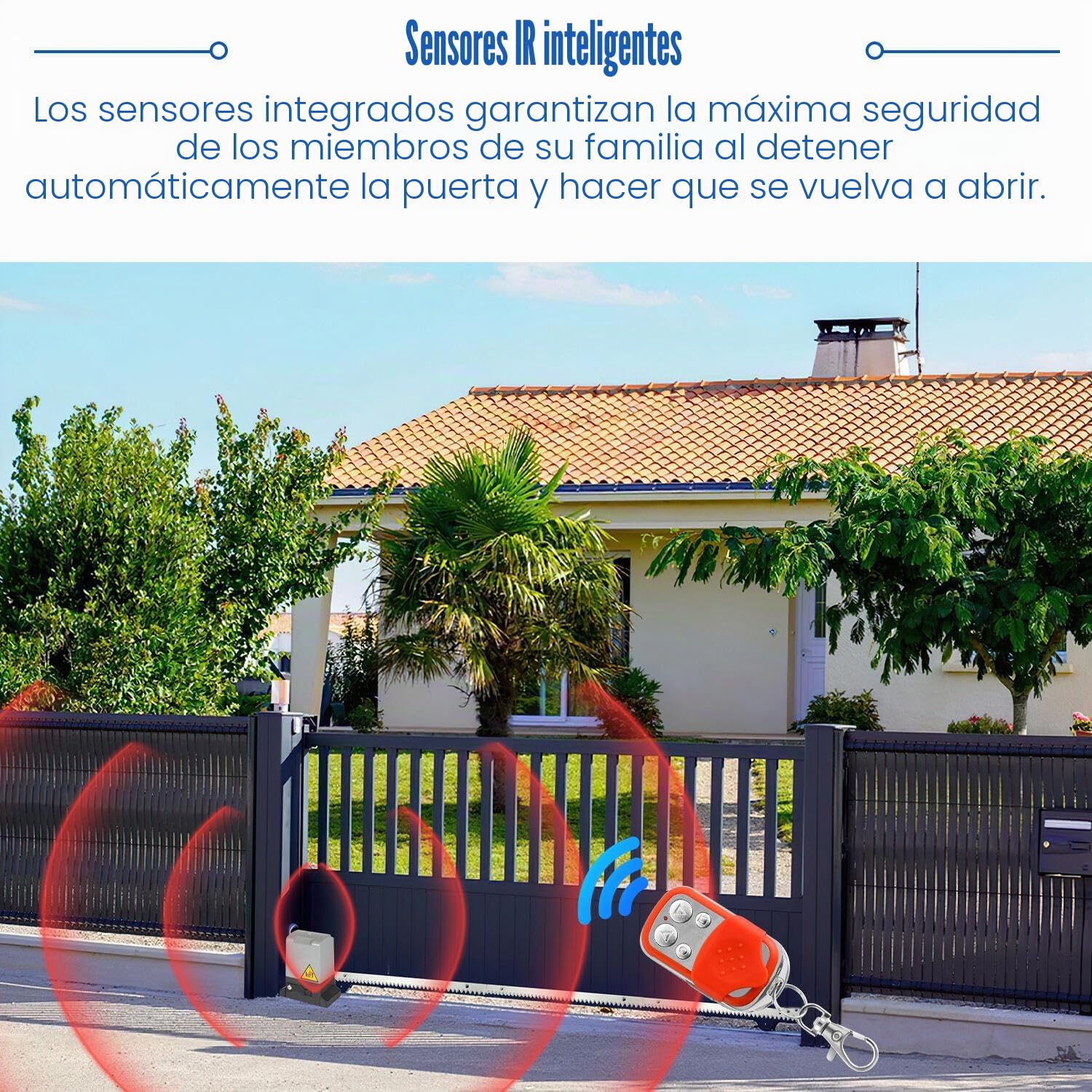 Accionamiento para puerta corredera de 550 W, accionamiento de puerta de garaje hasta 1200 kg, juego de accionamiento para puerta corredera con mandos a distancia y función WiFi