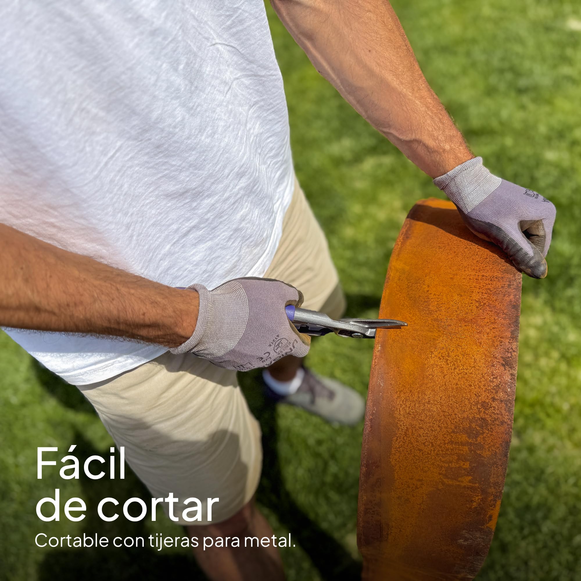 UNIGARDIA Bordura Acero Corten 10 m - Borduras Jardin Metálica de 14 cm de Altura - Fácil de Instalar - Separador Jardin Exterior con Pátina de Oxido, Incluye 1 Par de Guantes