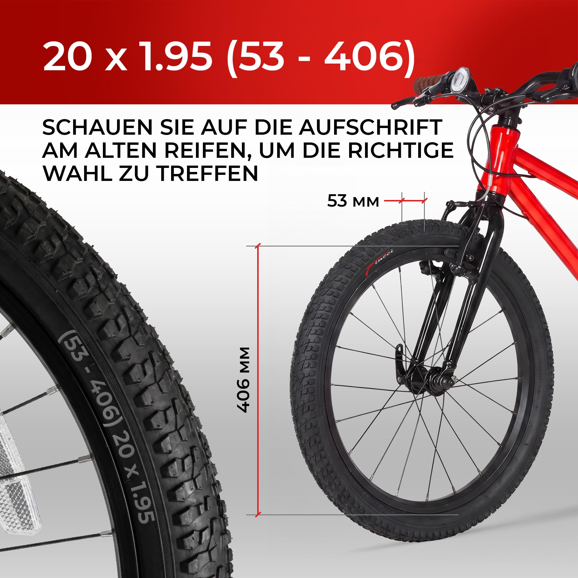 Fincci Fahrradreifen 20 Zoll – 2er Pack Faltbare MTB Reifen 20 x 1.95 Zoll mit 2X 20 Zoll Schrader Schlauch, FahrradMantel 53-406 für Kinder, Teenager & Erwachsene, BMX, City, Road & MTB & Dreirad