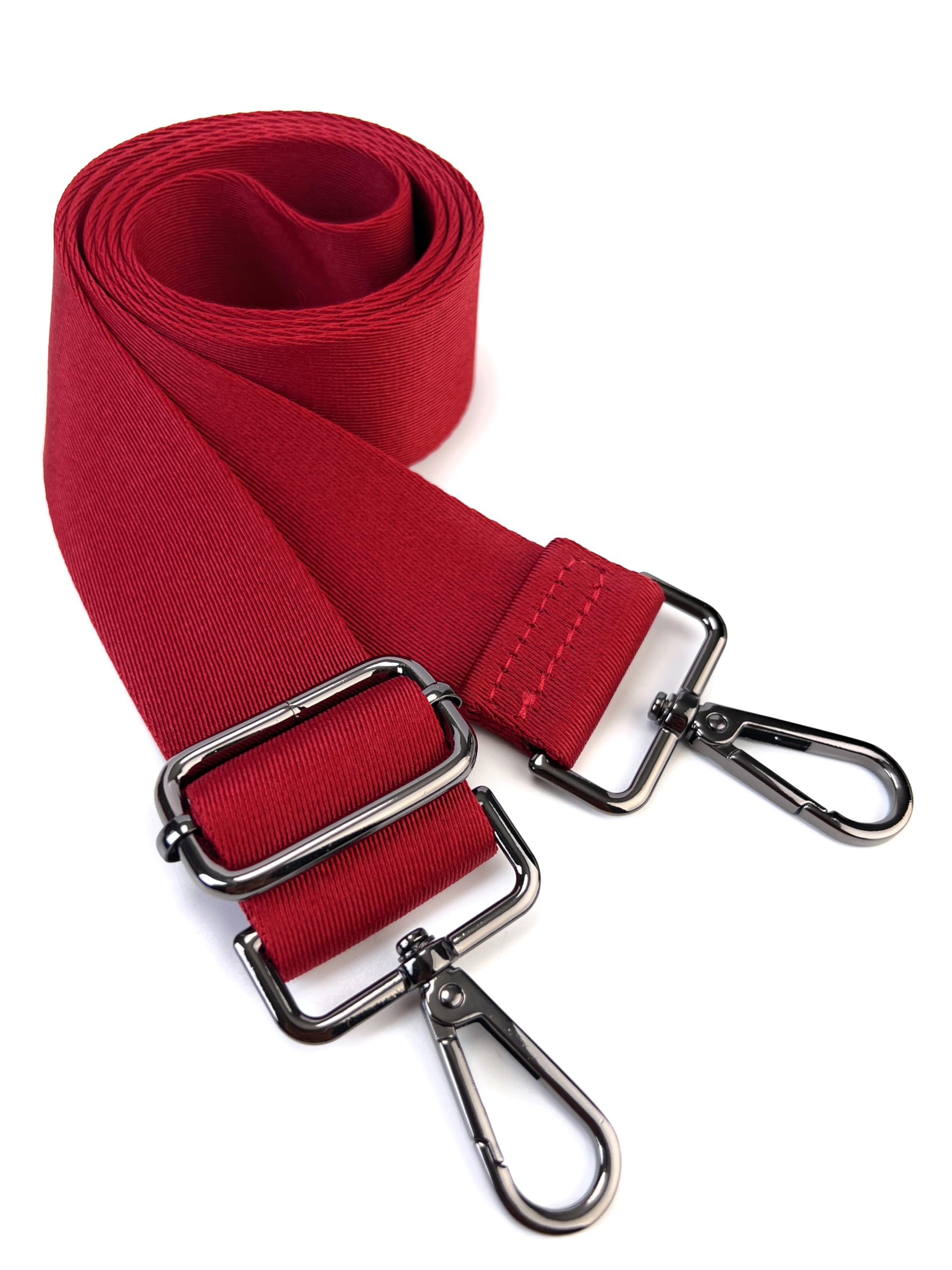 VersaKits Red Purse Strap with Gunmetal Black Hardware 1-1/2 Inch Wide Solid Color Replacement Crossbody Guitar Style Shoulder Strap for Handbags