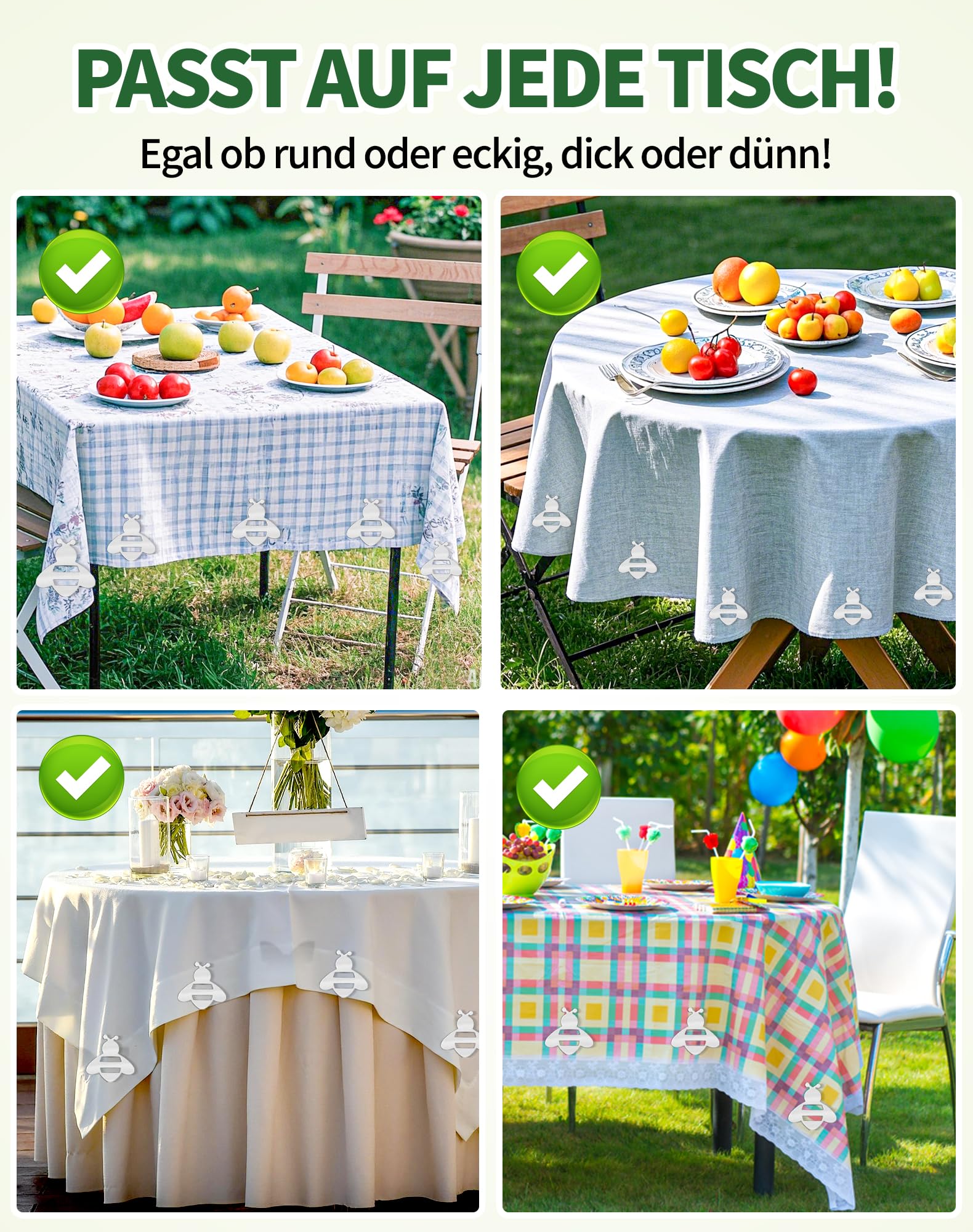 Udbrud 10 Pièces Poids de Nappe de Table Exterieur, Poids pour Rideaux Magnétique, Pince de Nappe Extra Lourde, Poids pour Nappe avec Aimant en Acier Inoxydable pour Pique Nique, Intérieur (Blanc
