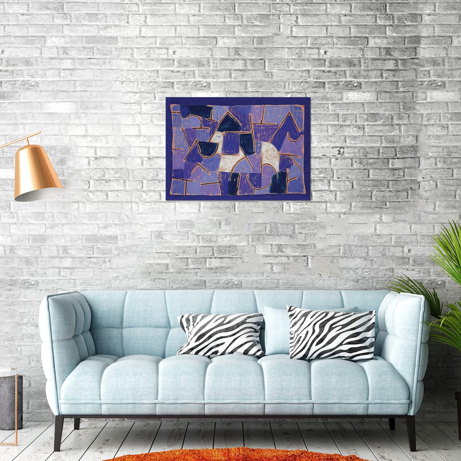 Giallobus - Pinturas - Paul Klee - Noche Azul - Vidrio acrílico plexi - 70x50 - Listo para Colgar - Cuadros Modernos para el hogar