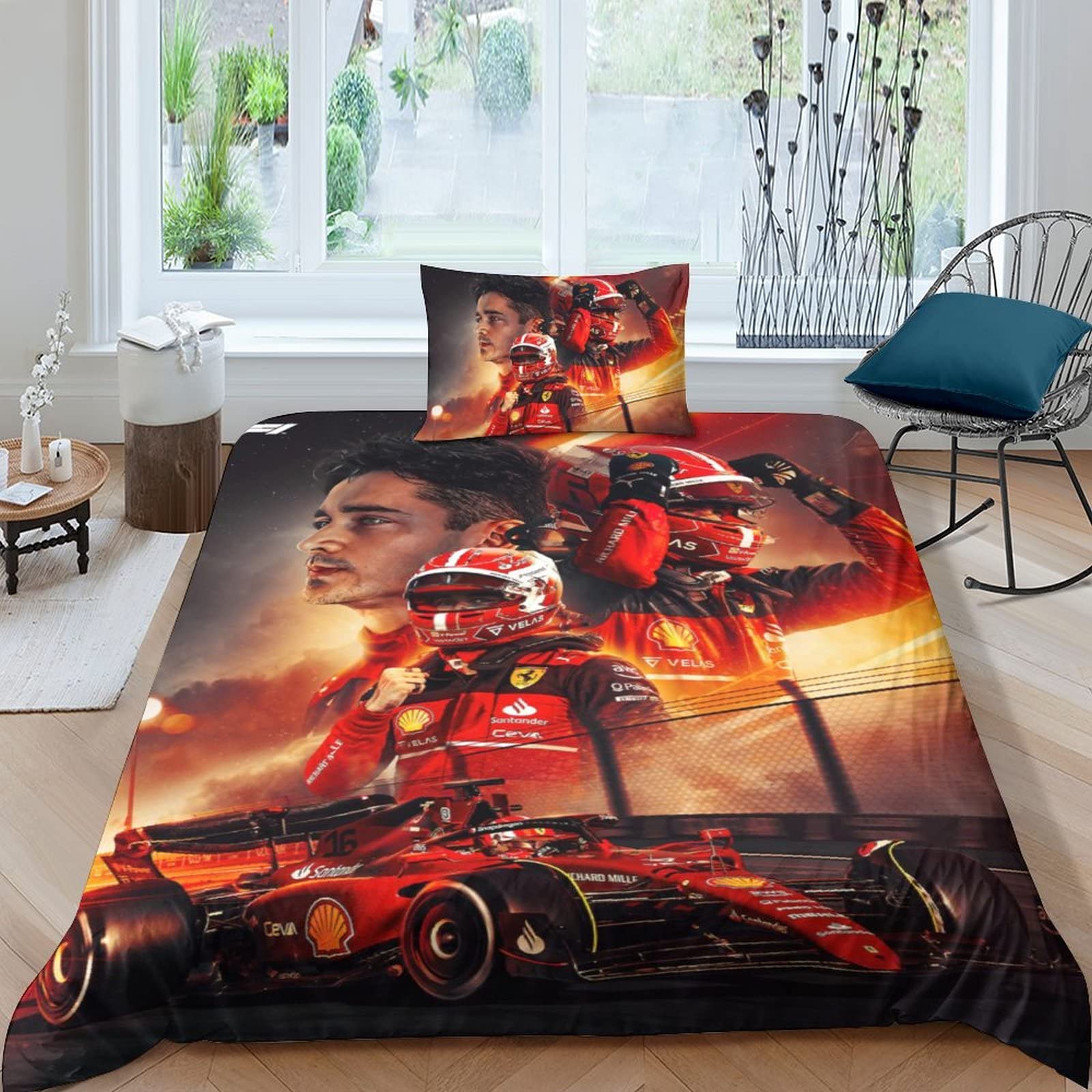 OKATOR AFC Ajax Dekbedovertrek, beddengoedset, 3D team dekbedovertrek met kussenslopen, zachte microvezel dekbedovertrek met ritssluiting, 2-delige set, eenpersoons (135 x 200 cm