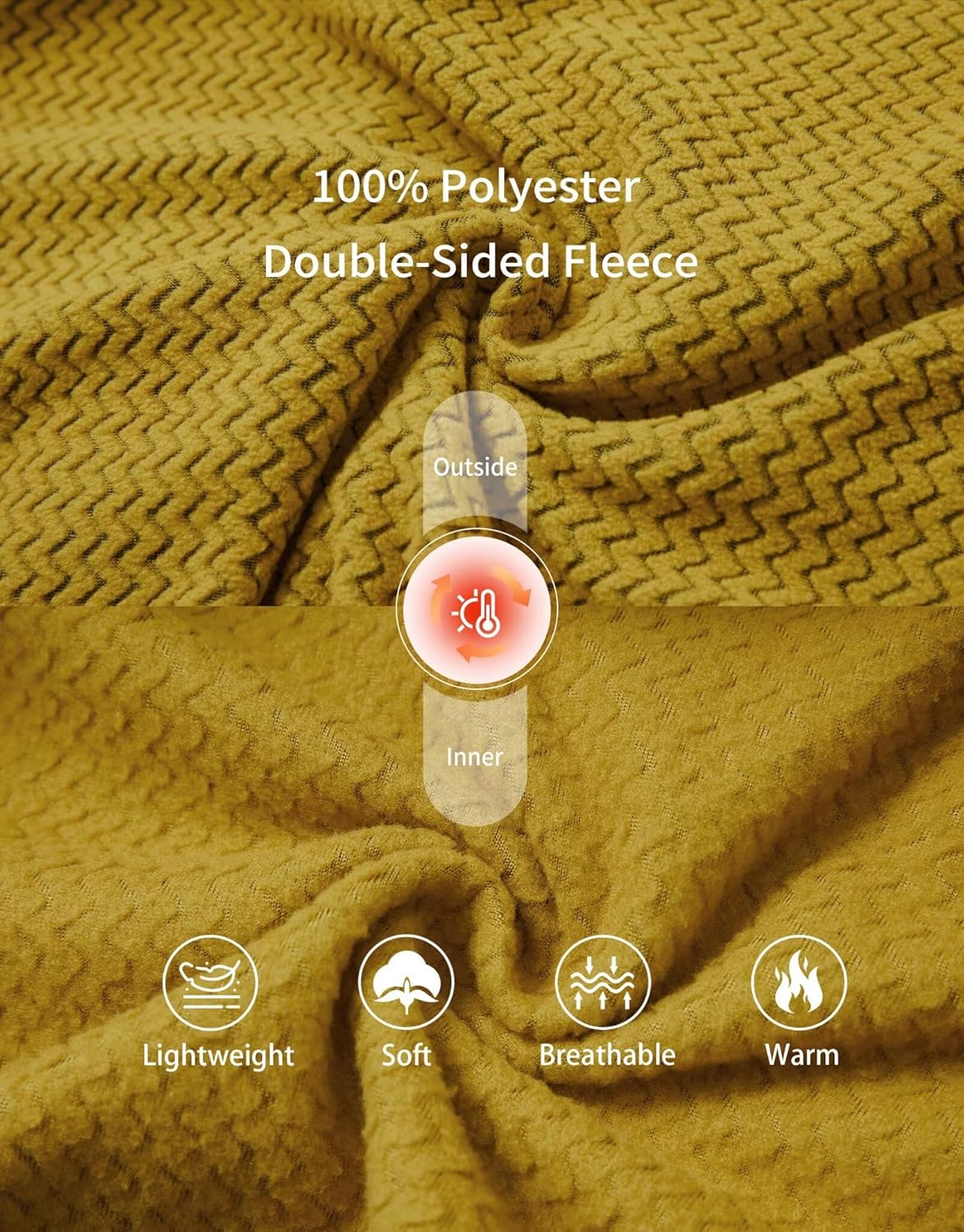 M MAELREG Fleece Hoodies Jacket Men Full Zip with 3 Zip Pockets Lightweight Soft Warm Hoodie for Golf Athletic Travel - Image 4