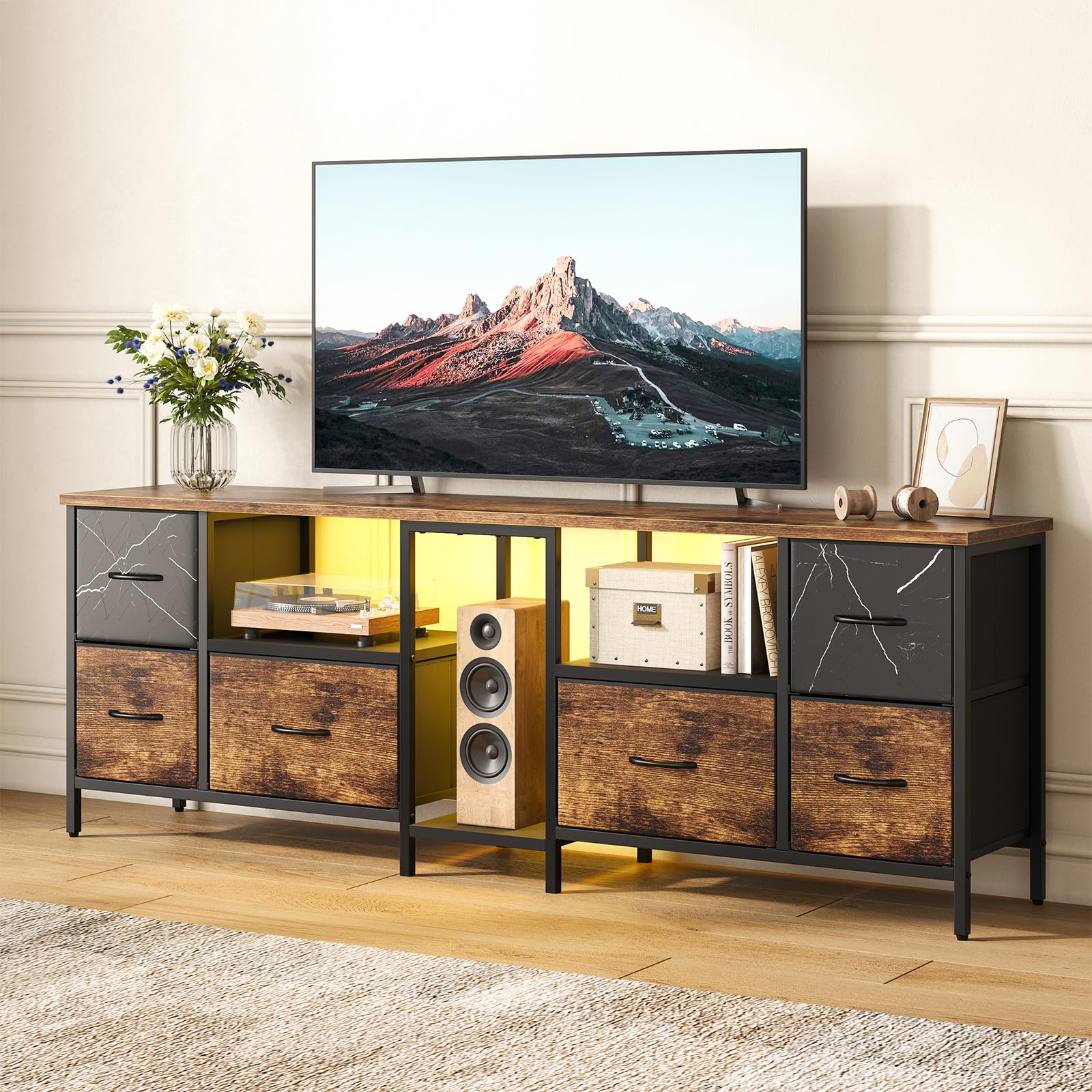 Bestier 160幅 テレビ台 リブ調 AV機器収納 引き戸 ブラウン Amazon｜Bestier テレビ台 ‎幅160×奥行30×高さ55.05cmテレビボード