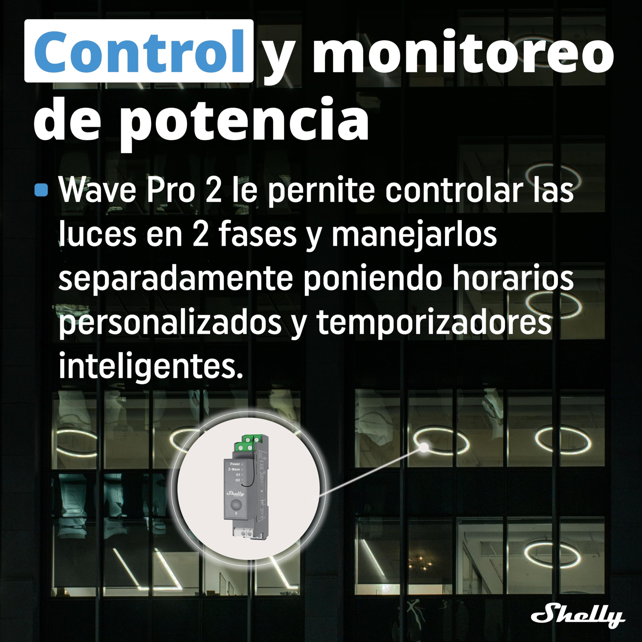 Shelly Wave Pro 2- Interruptor Profesional | 2 Canales | En Carril DIN | Z-Wave Serie 800 Inteligente | Con Contactos Libres De Potencial | Automatización Del Hogar | Repetidor Red Extendida