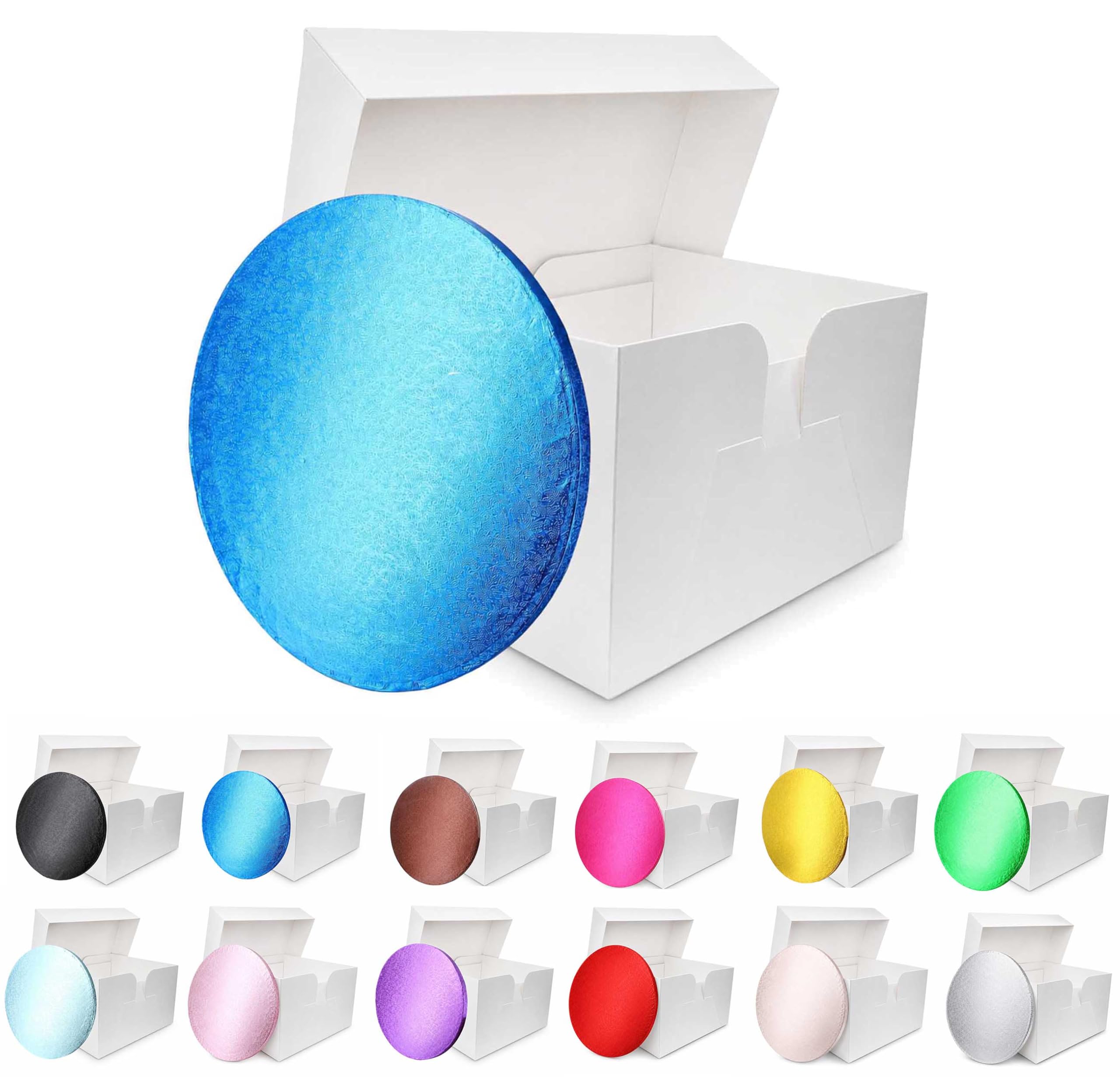 Larryroo Colour Cake Drum Board & White Box + Lid Combo Pack For WeddingBirthday Cakes (Dark Blue14 Inches) from B&Q