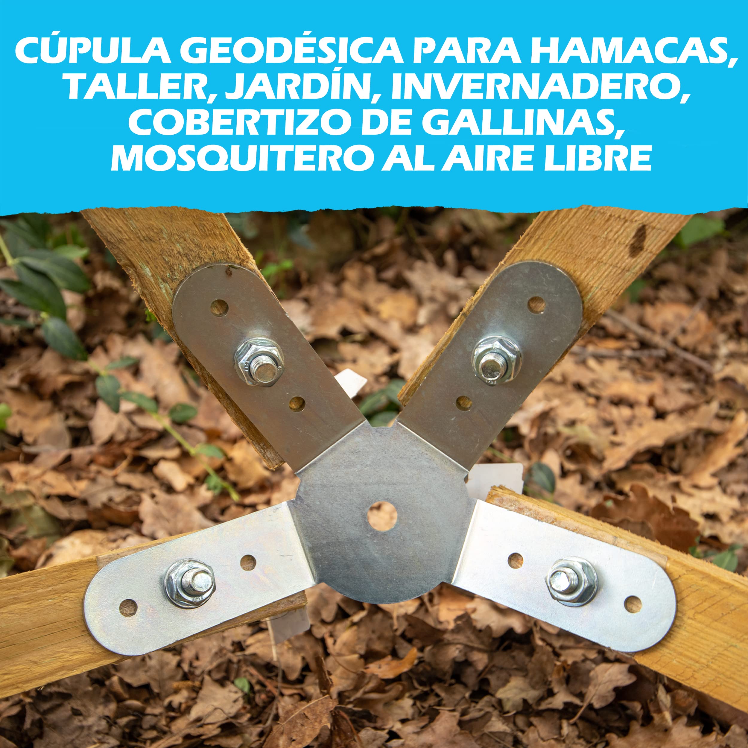 Domo geodésico DOMESTAR: Kit de 11 conectores de montaje de metal de acero galvanizado para cúpula de 1 V: invernadero, hamacas, taller, cabaña de jardín, refugio de sabuesos, mosquitera exterior