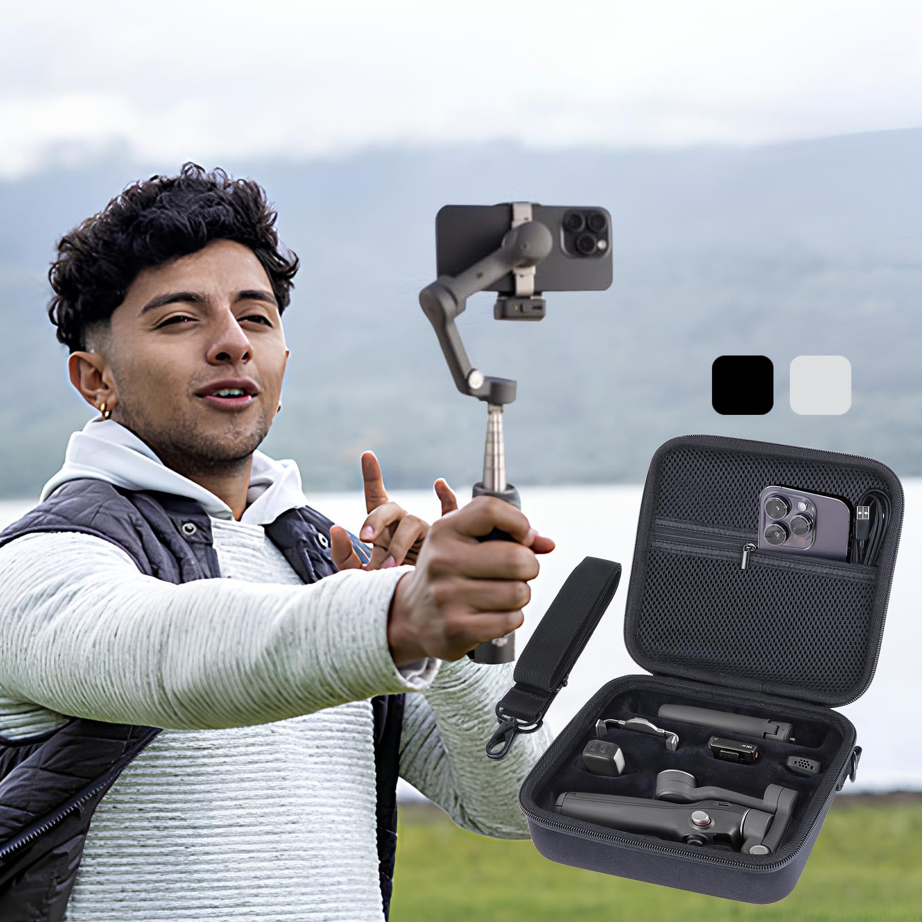 Duro Protettiva Custodia Compatibile con DJI Osmo Mobile 8/7 / 7P Stabilizzatore (Nero)