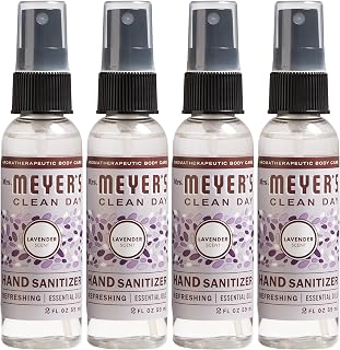 Mrs. Meyer's Lavender Antibacterial Hand Sanitizer Spray, Travel Size 2oz Pack of 4 - Kills 99.9% Bacteria, Moisturizing with Aloe