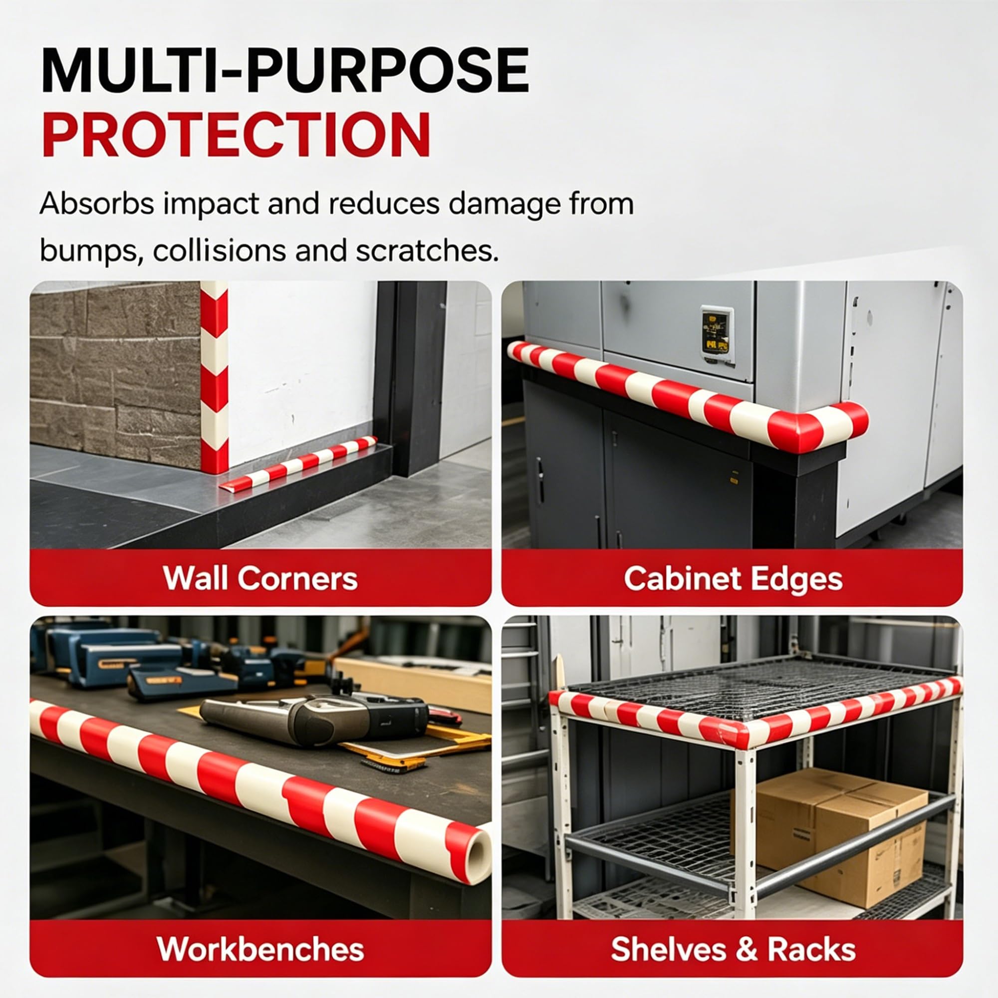 Pack de 2 Protector Esquinas Pared, Parachoques Espuma Flexible 500cm, Protector de Esquina Autoadhesivo para Uso Industrial y Residencial(Red)