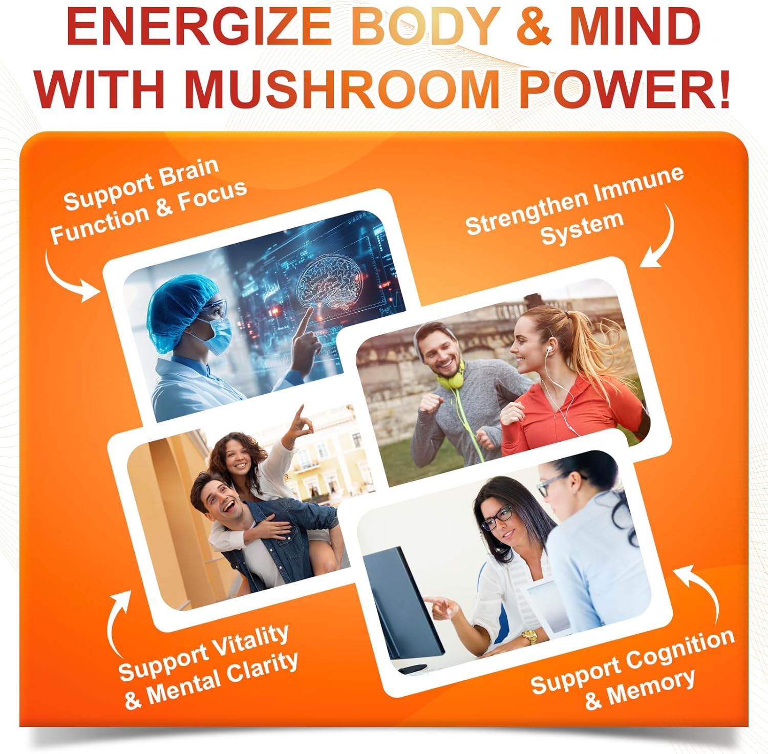 10 in 1 Lions Mane Mushroom Supplement with Turkey Tail, Reishi,Cordyceps, Chaga & More - Brain Supplements for Memory and Focus-300 Softgels - Image 4