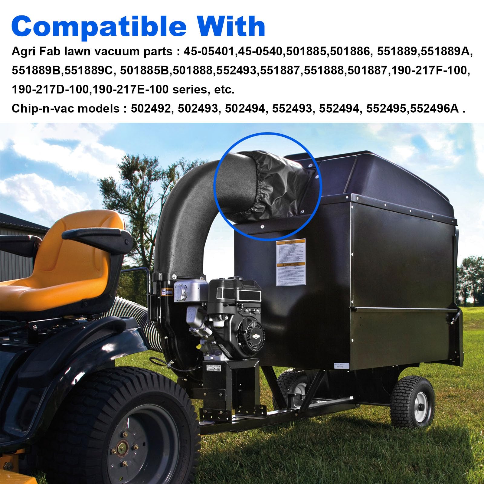Leaf Vac Parts 48133 Boot AgriFab - Piezas de aspiradora de césped para cortacésped Agri Fab, bota de aspiradora de techo duro, piezas de barredora de césped Agri Fab