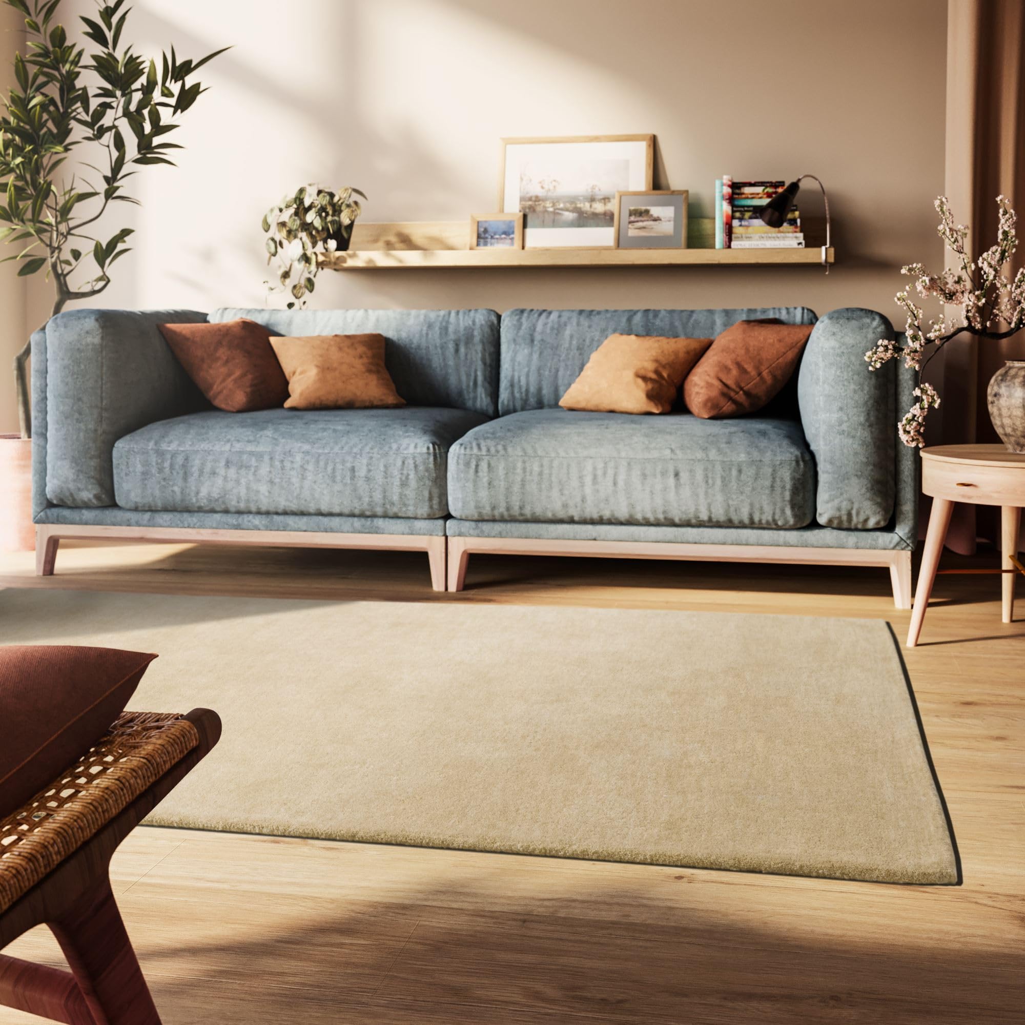 Steffensmeier Gabbeh Teppich Sowana | 100% Schurwolle, Beige, Größe: 190x290 cm Kurzflor Teppich für Wohnzimmer, Handtuft, Goodweave-Siegel