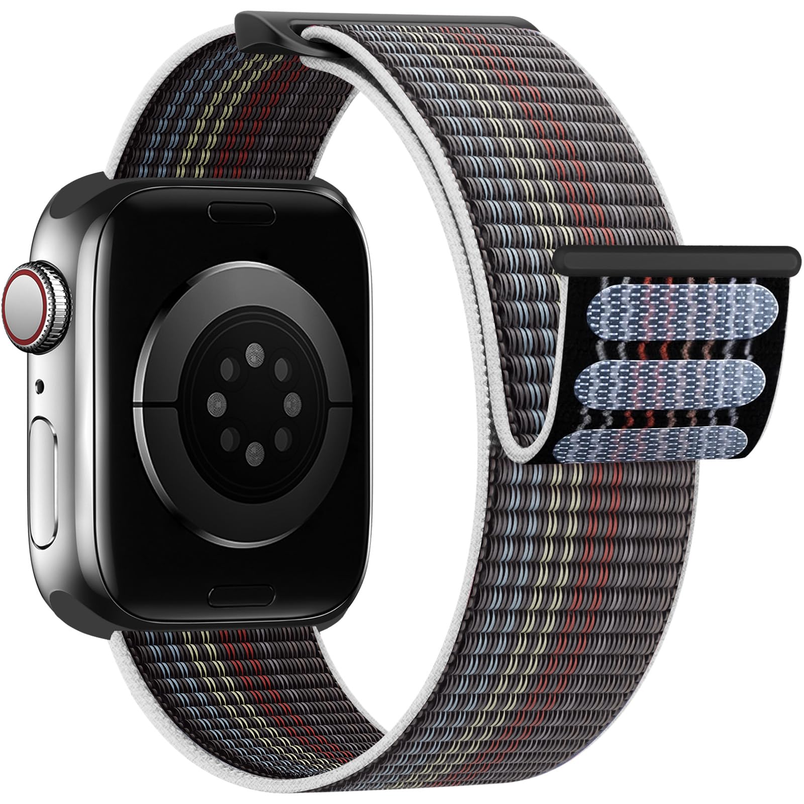 Yoohoo Nylon Straps Compatible with Apple Watch Straps 44mm 45mm 46mm 49mm 42mm(Series 3/2/1)Women Men,Upgraded Soft Nylon Replacement Bands for iWatch Series 11 10 9 8 7 6 5 4 3 2 1 SE3 Ultra3/Black — view 15