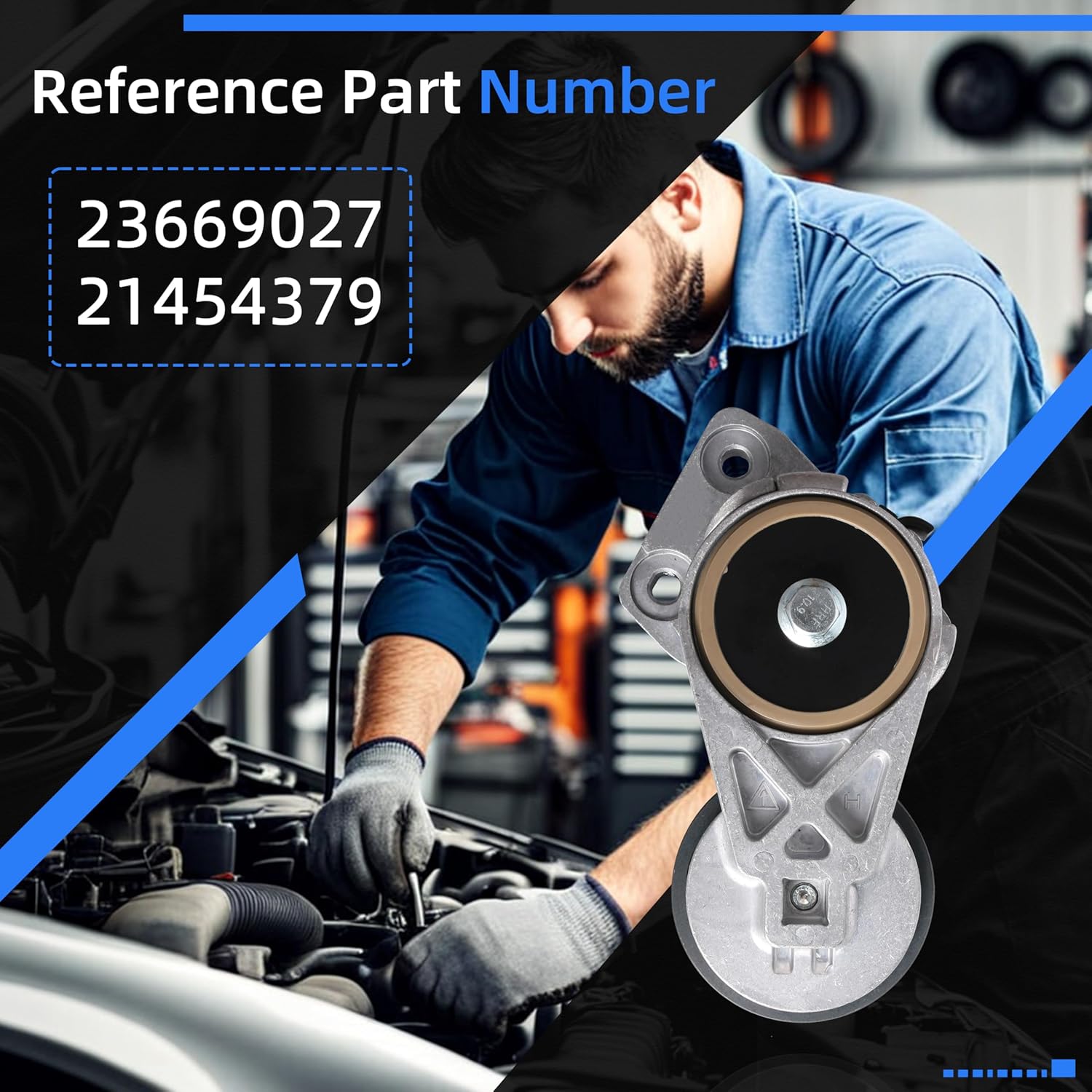 A/C Drive Belt Tensioner Kit, Compatible with Volvo D13, 23669027 21454379, Engine Belt Tensioner Assembly