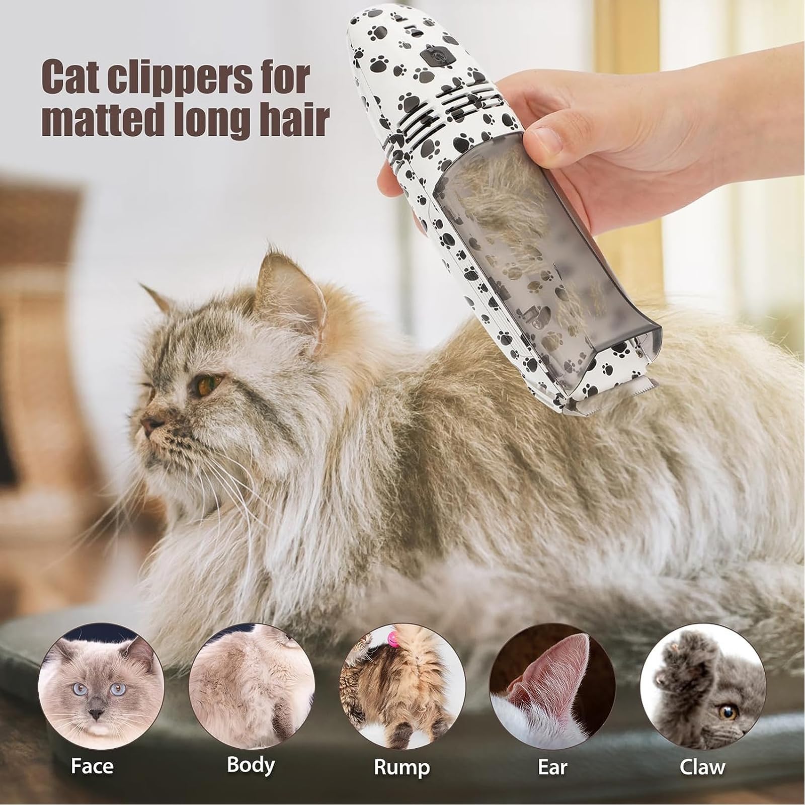 Tosatrice per Cani da Toelettatura, con Funzione di Aspirazione del Pelo Senza Fili, Elettrica Silenziosa, Silenziosa Adatta per Cani E Gatti A Pelo Corto E Spesso