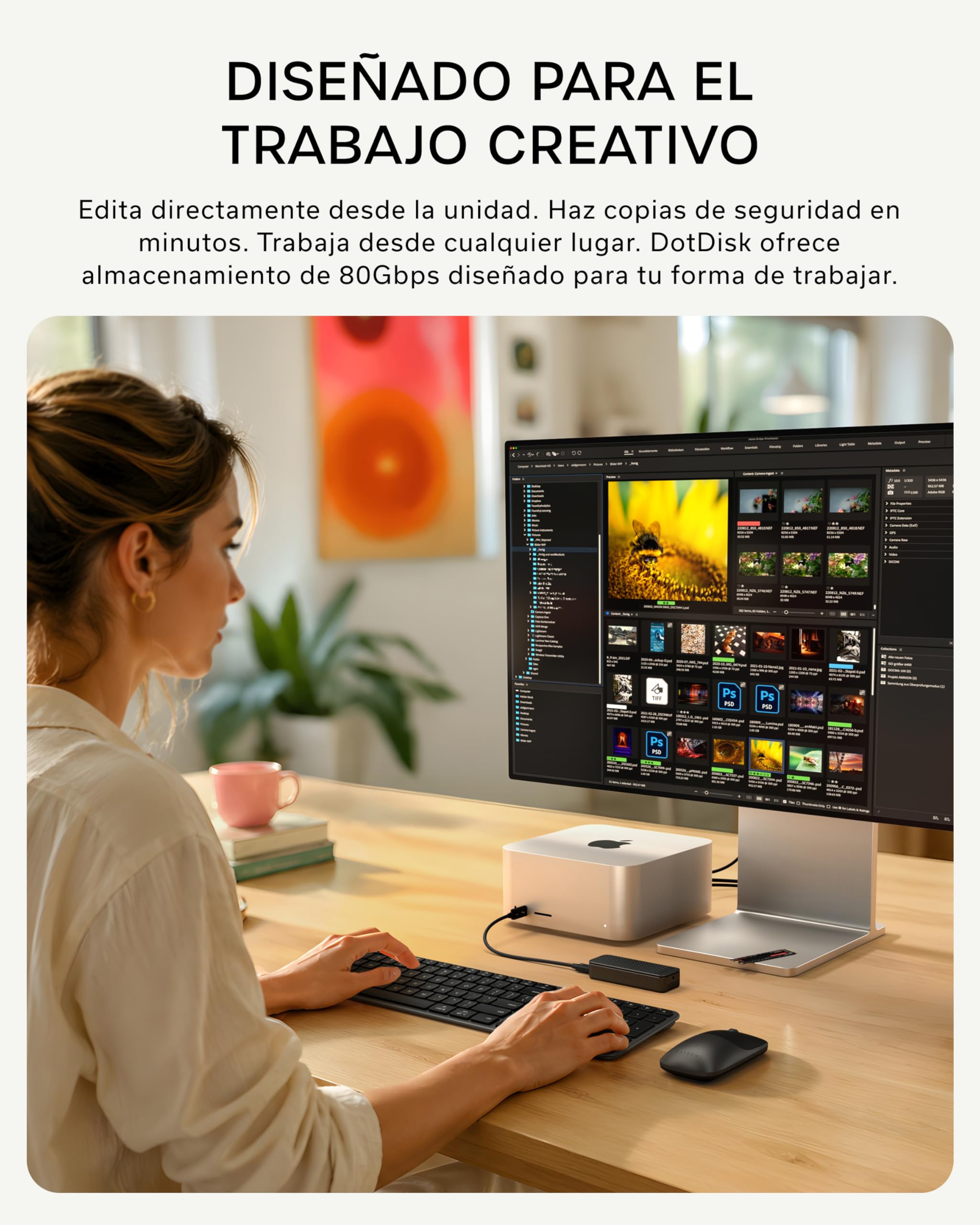 SATECHI DotDisk Carcasa SSD M.2 NVMe 80Gbps, USB4 V2, Negro Espacial | En aluminio con refrigeración activa, transferencia ultrarrápida, compatible con Thunderbolt 5 y USB4