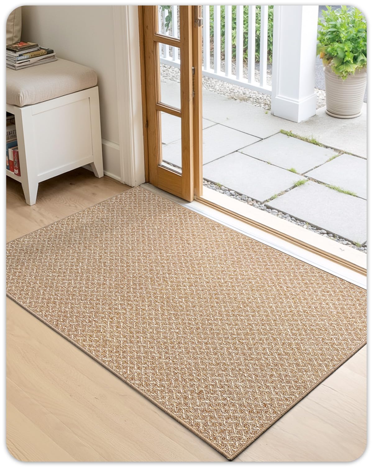 COLOR&GEOMETRY Tapis Entree Interieur 80x120 cm, Paillasson Interieur Antidérapant, Tapis intérieur Entree Absorbant, Fin,Lavable pour Entrée, Interieur, Couloir, Kaki