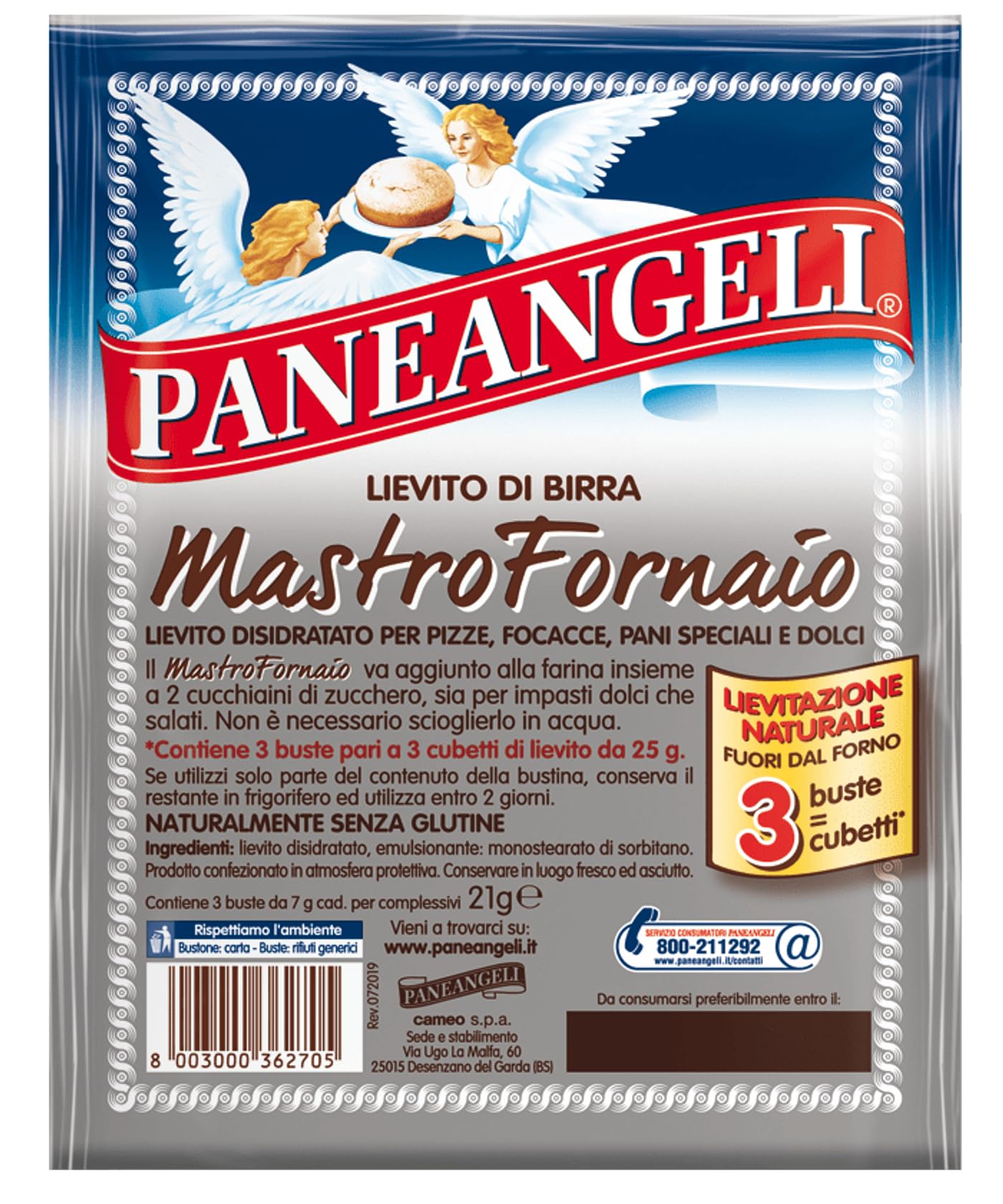 Paneangeli Lievito di Birra Mastro Fornaio Bierhefe dehydrierte Hefe 3 Beutel à 7g