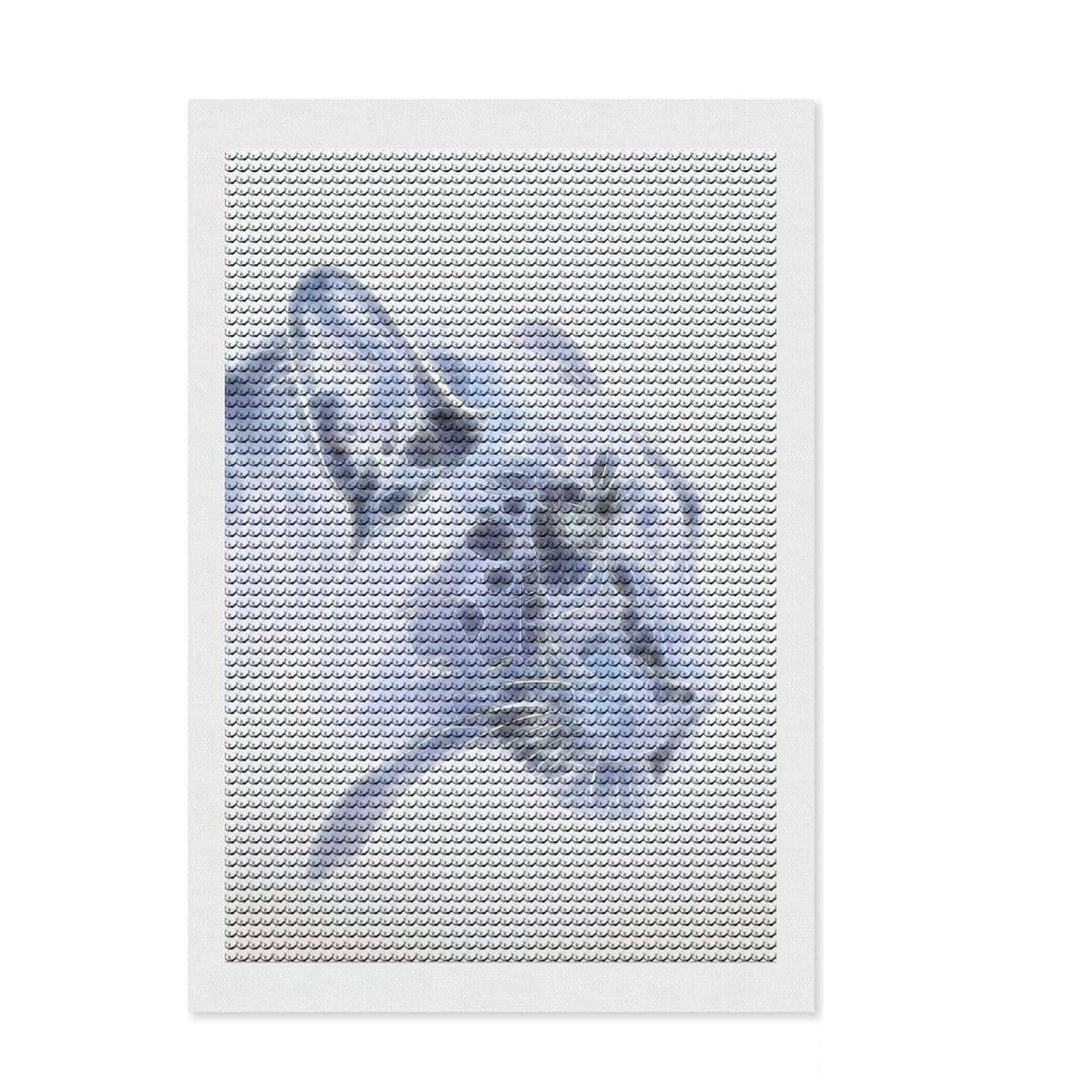 Junmoney White Panther Fractal Full Drill Diamond Painting Kit 8"x12", Birthday Gift, Vintage Style Decor, Modern Decor, Artistic Hobby
